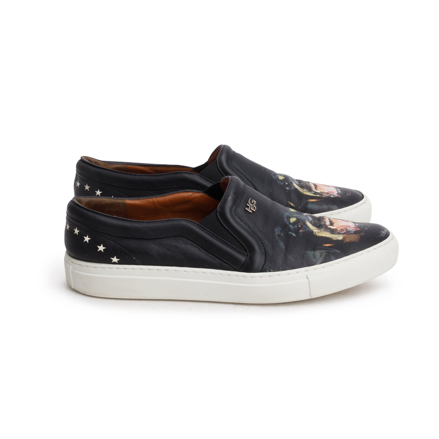 Givenchy Black Leather Rottweiler Slip On Sneakers, Women's Size 38