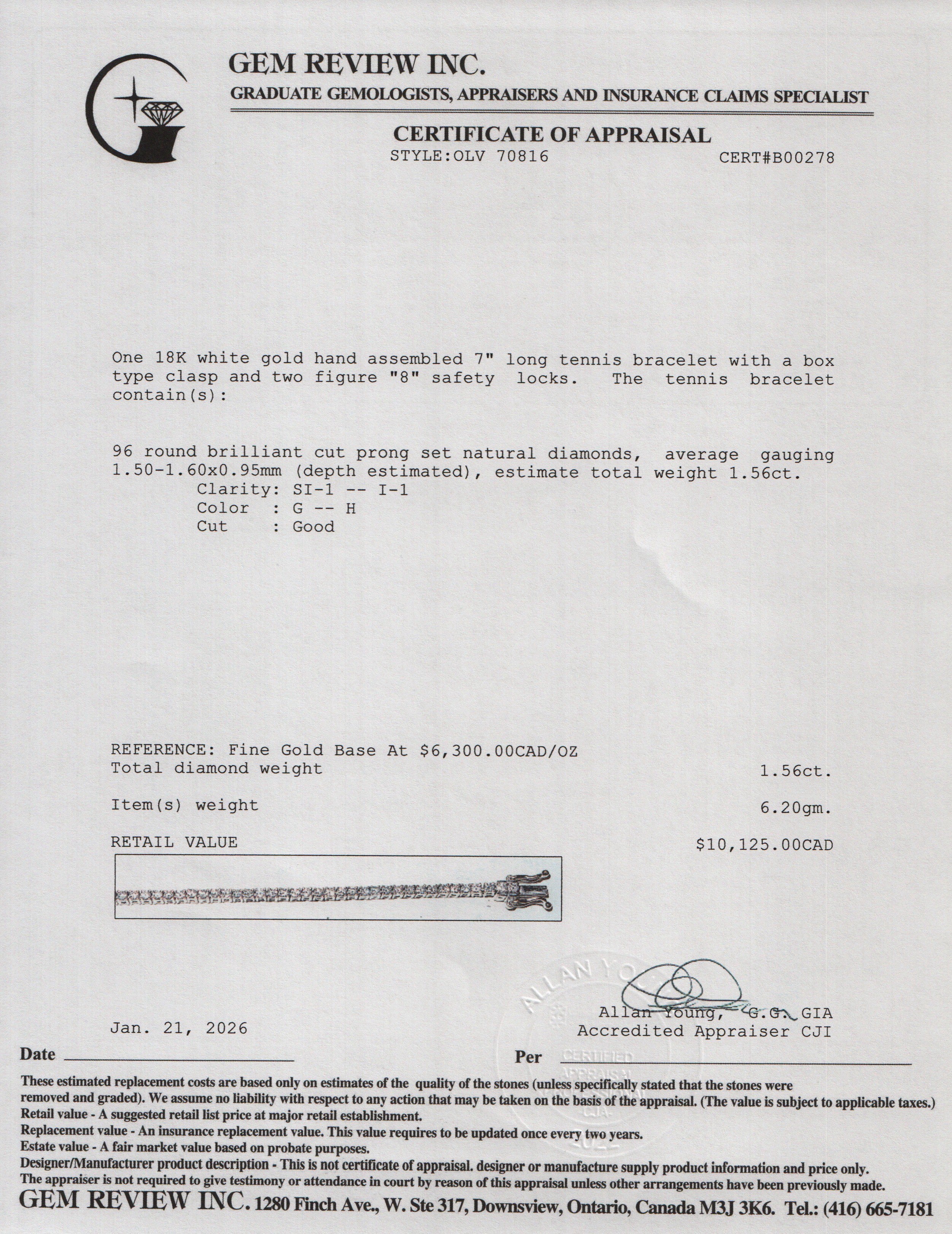 18k White Gold 1.56 tcw. Diamond Tennis Bracelet