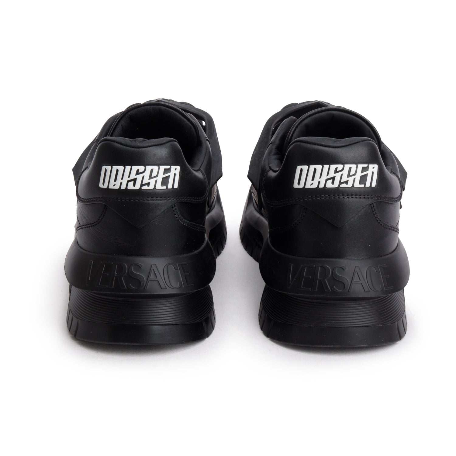 Versace Black Calf Leather Odissea Medusa Insignia Sneakers, Men's Size 46.5