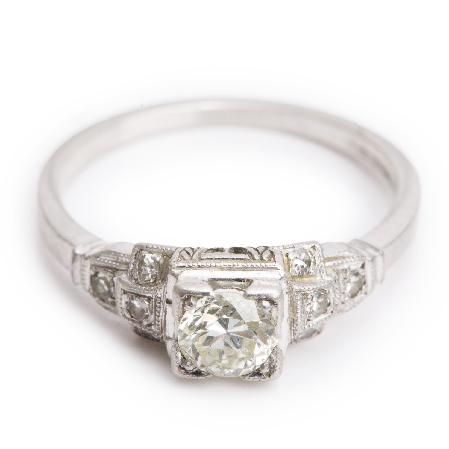 Antique Platinum Diamond Ring, Size 6
