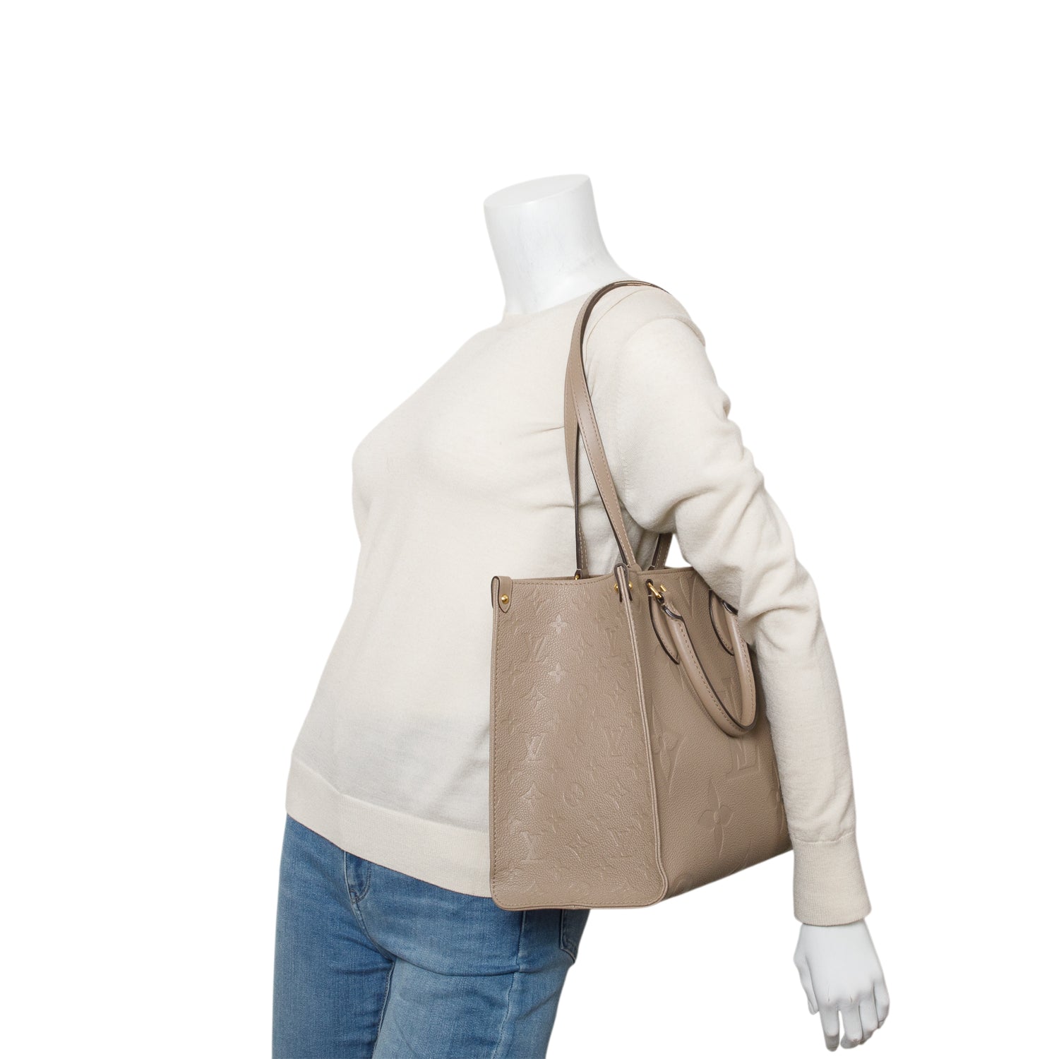 Louis Vuitton Turtledove Monogram Empreinte Giant OnTheGo MM w/ Box