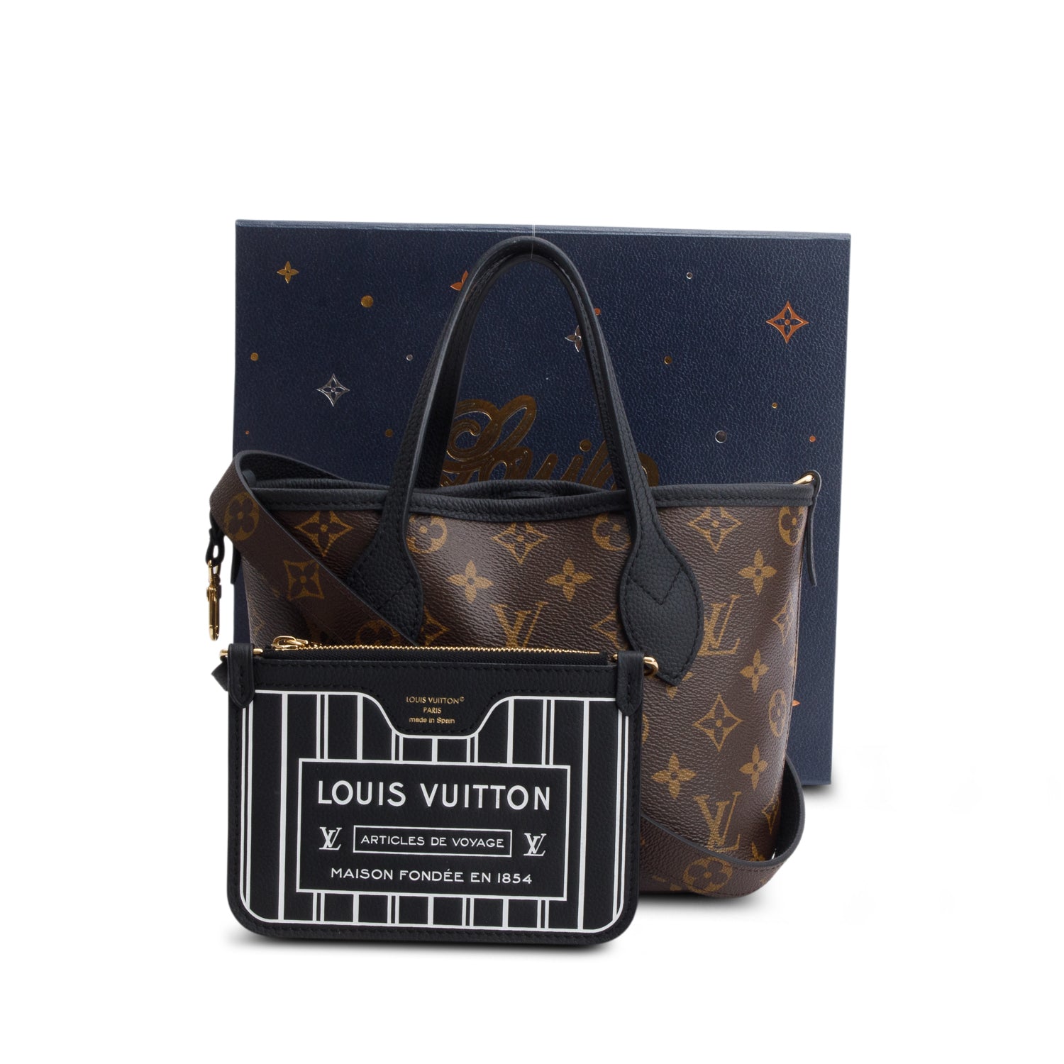 Louis Vuitton Monogram Neverfull Inside Out Bandouliere BB w/ Box, Pouch & Strap