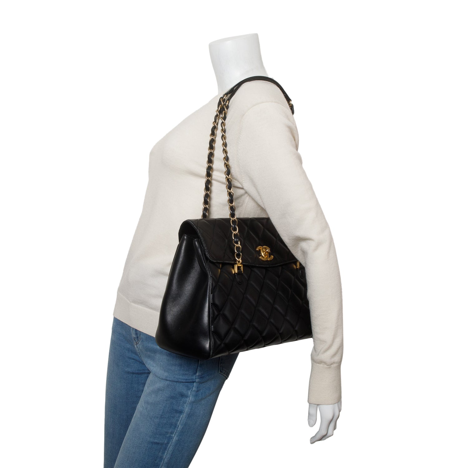 Chanel Black Lambskin Quilted Misia Camera Case Flap Bag