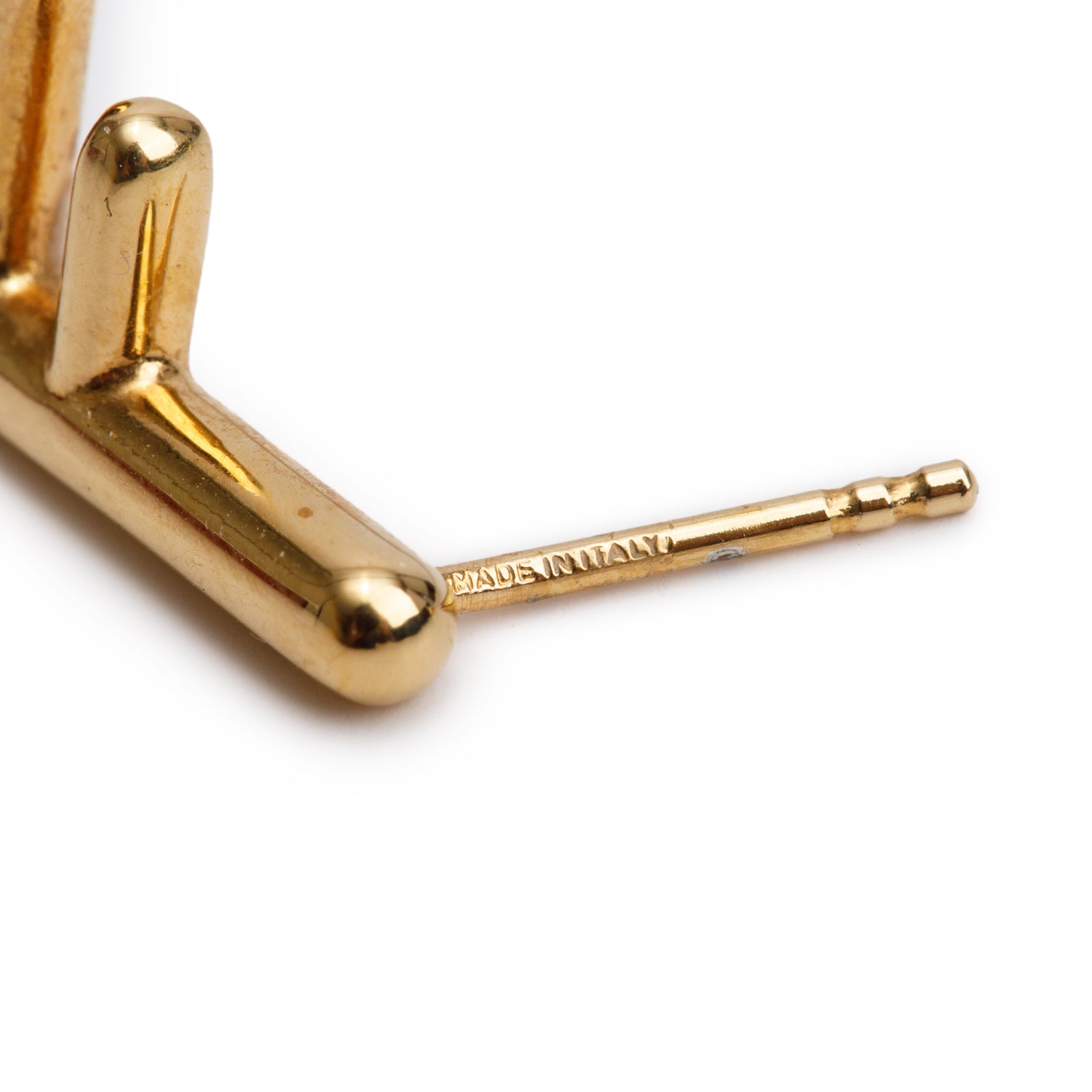 Fendi Gold-Tone Metal F Logo Stud Earrings w/ Box