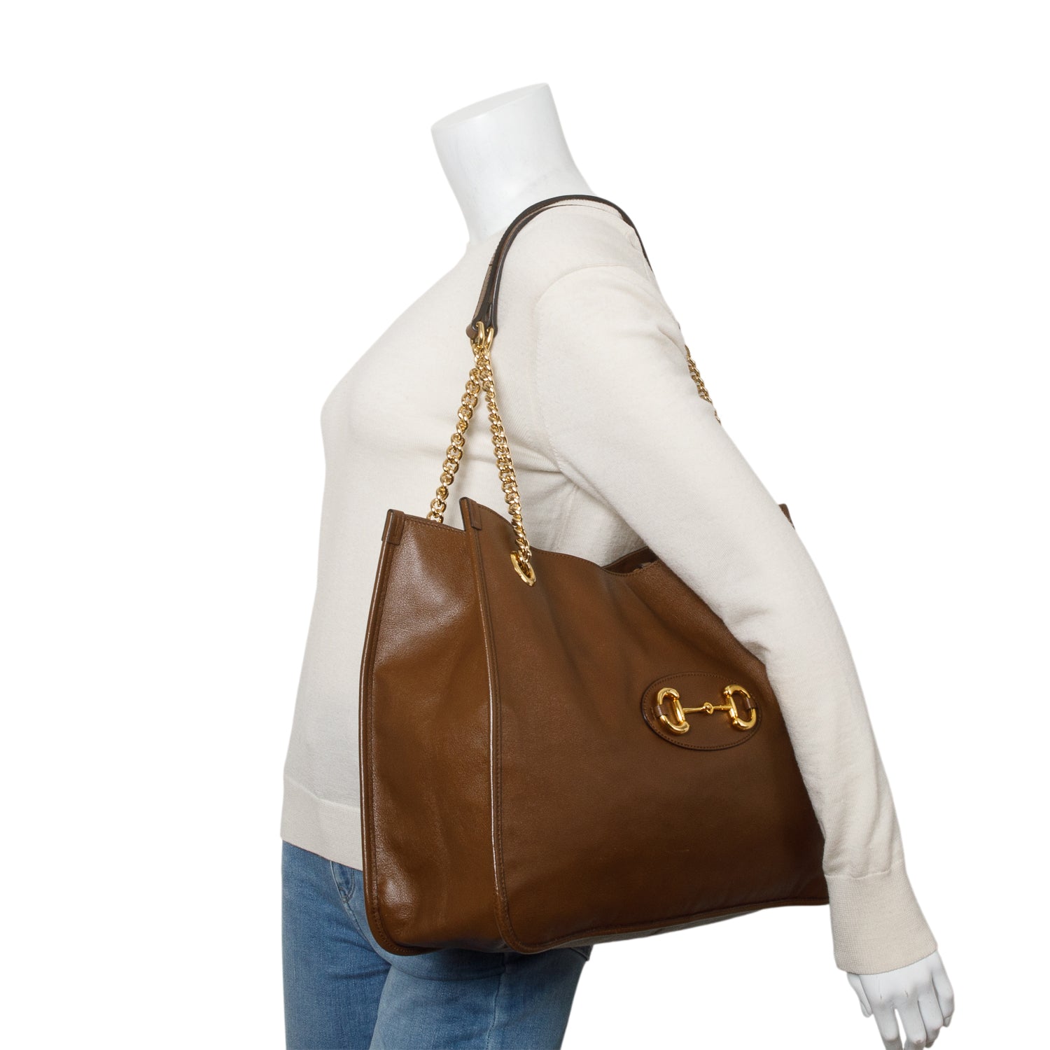 Gucci Brown New Sakai Calfskin Lux Horsebit 1955 Tote Bag