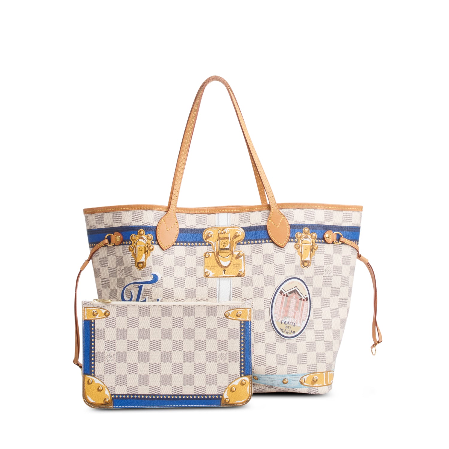Louis Vuitton Damier Azur Summer Trunks Neverfull MM w/ Pouch