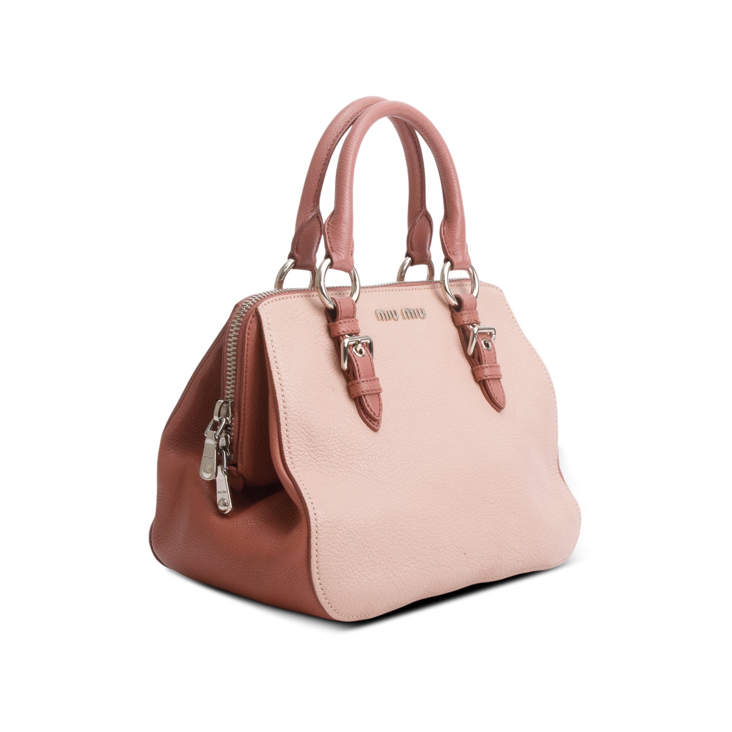 Miu Miu Pink Bi-Color Madras Leather Doctor Bag w/ Strap