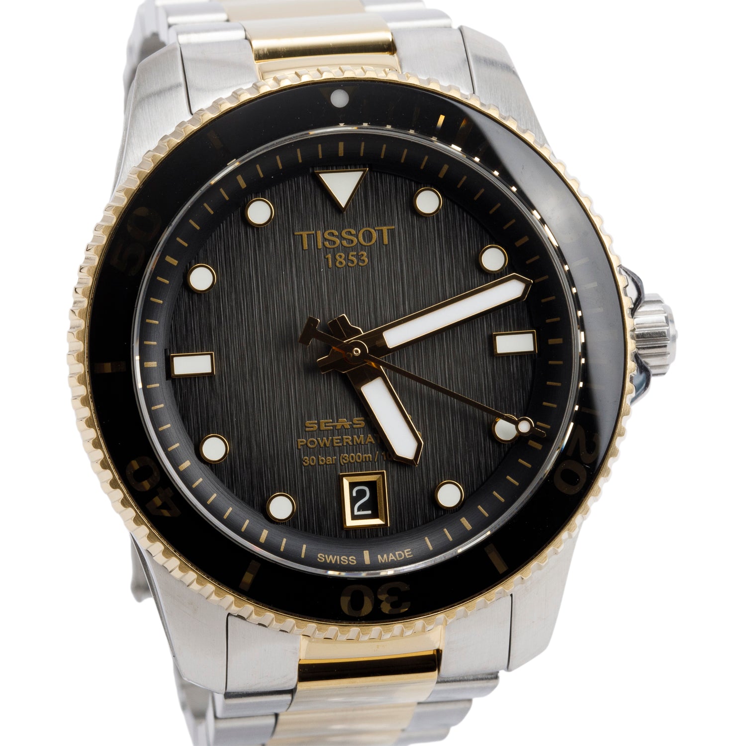 Tissot Two-Tone Stainless Steel Seastar 1000 40 MM Automatic Watch Black Dial