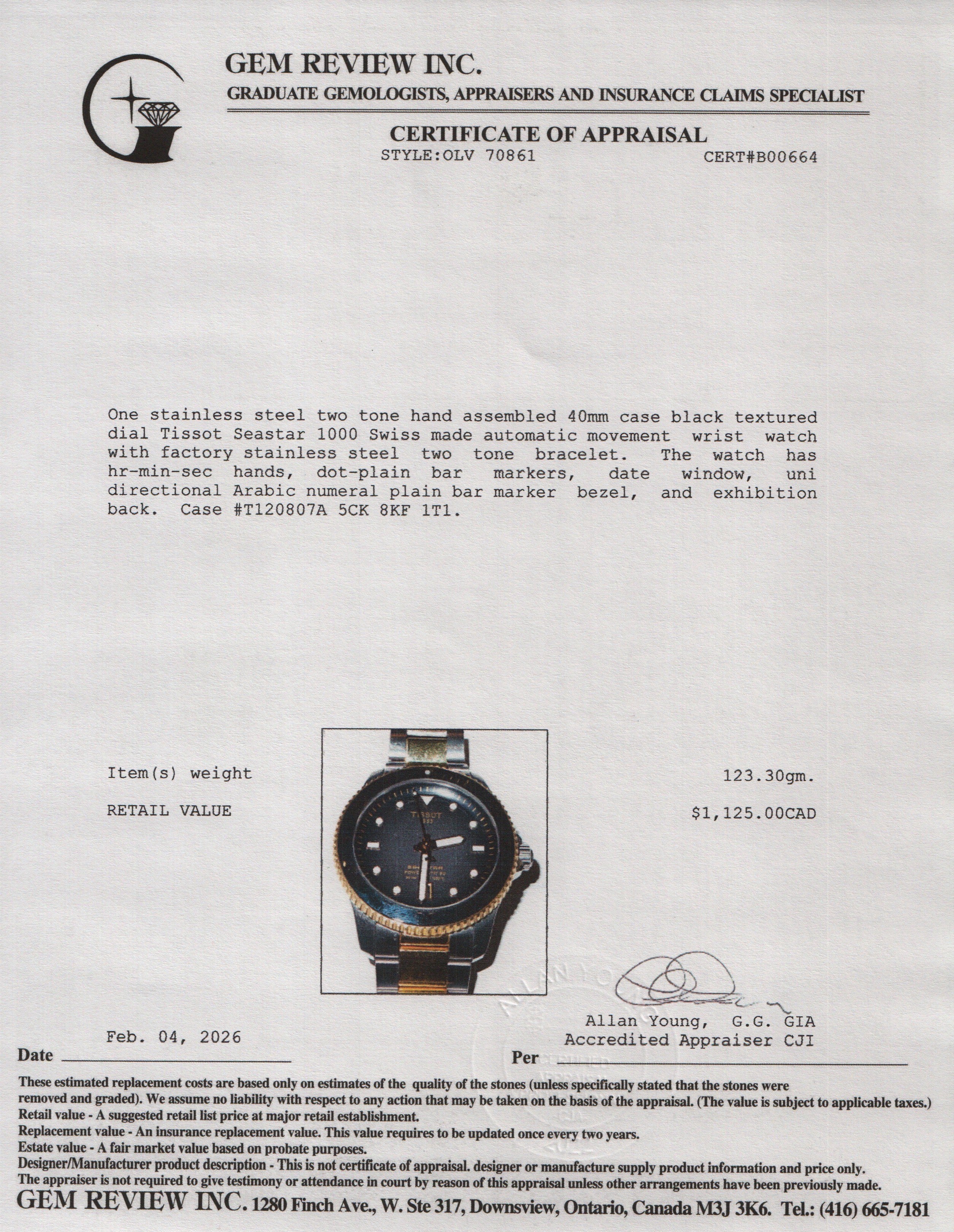 Tissot Two-Tone Stainless Steel Seastar 1000 40 MM Automatic Watch Black Dial
