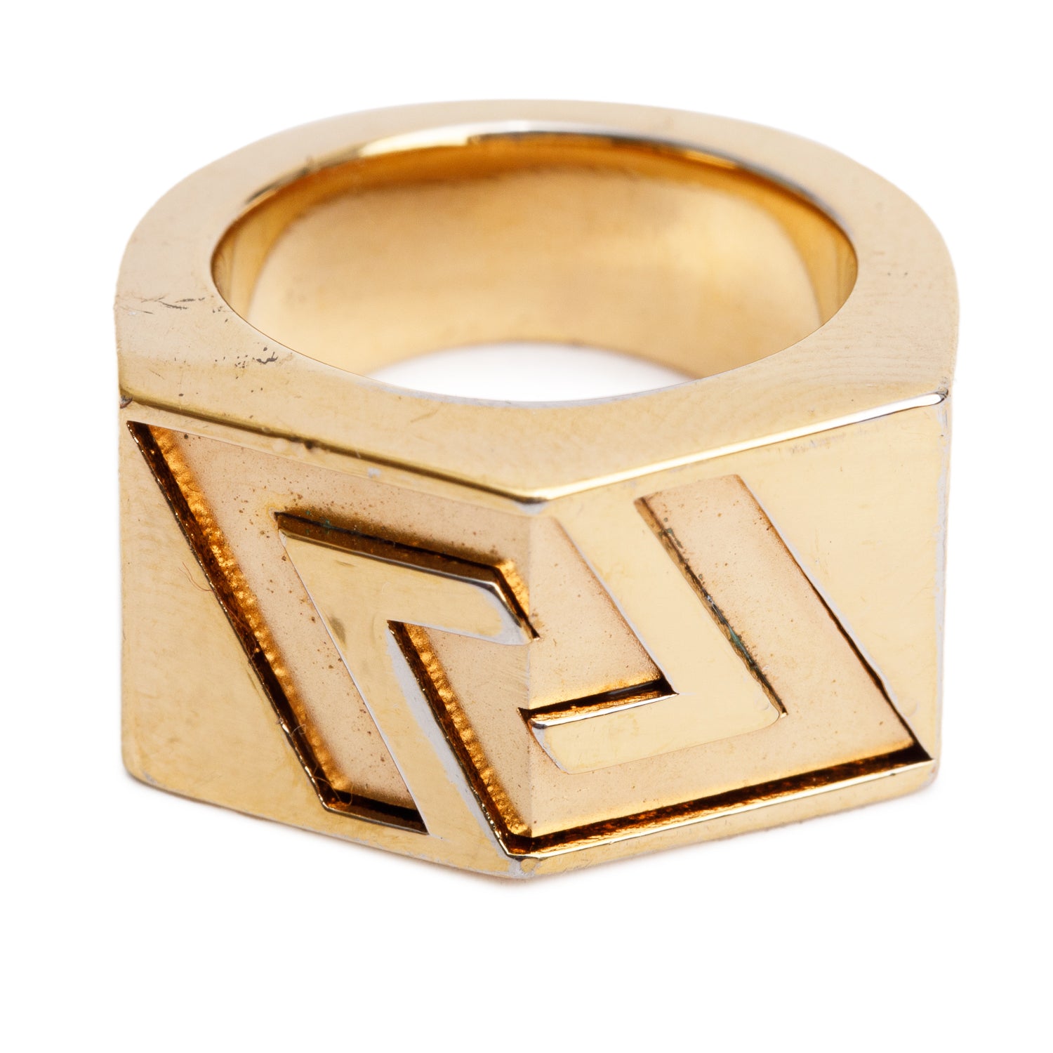 Versace Gold-Plated La Greca Engraved Ring, Size 5 w/ Box