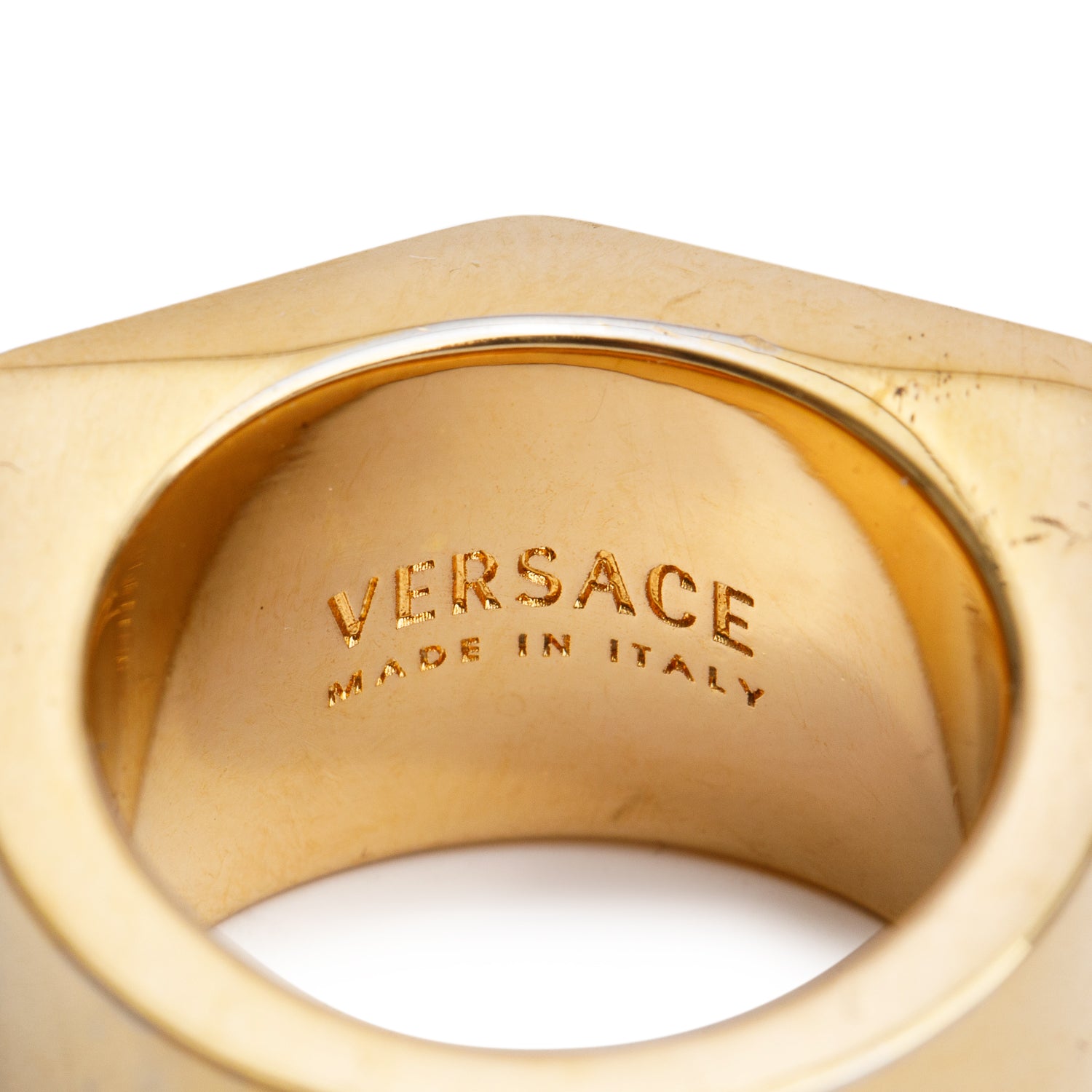 Versace Gold-Plated La Greca Engraved Ring, Size 5 w/ Box