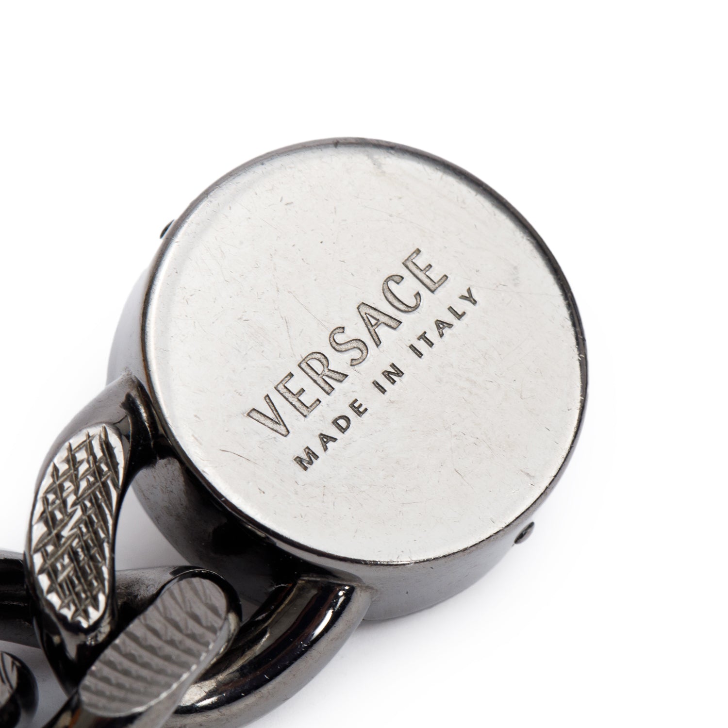 Versace Gun-Metal Thick Chain Medusa Pendant Necklace w/ Box