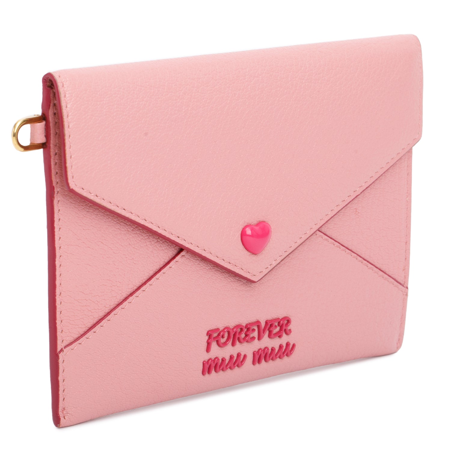 Miu Miu Pink Madras Love Envelope Wristlet Pouch