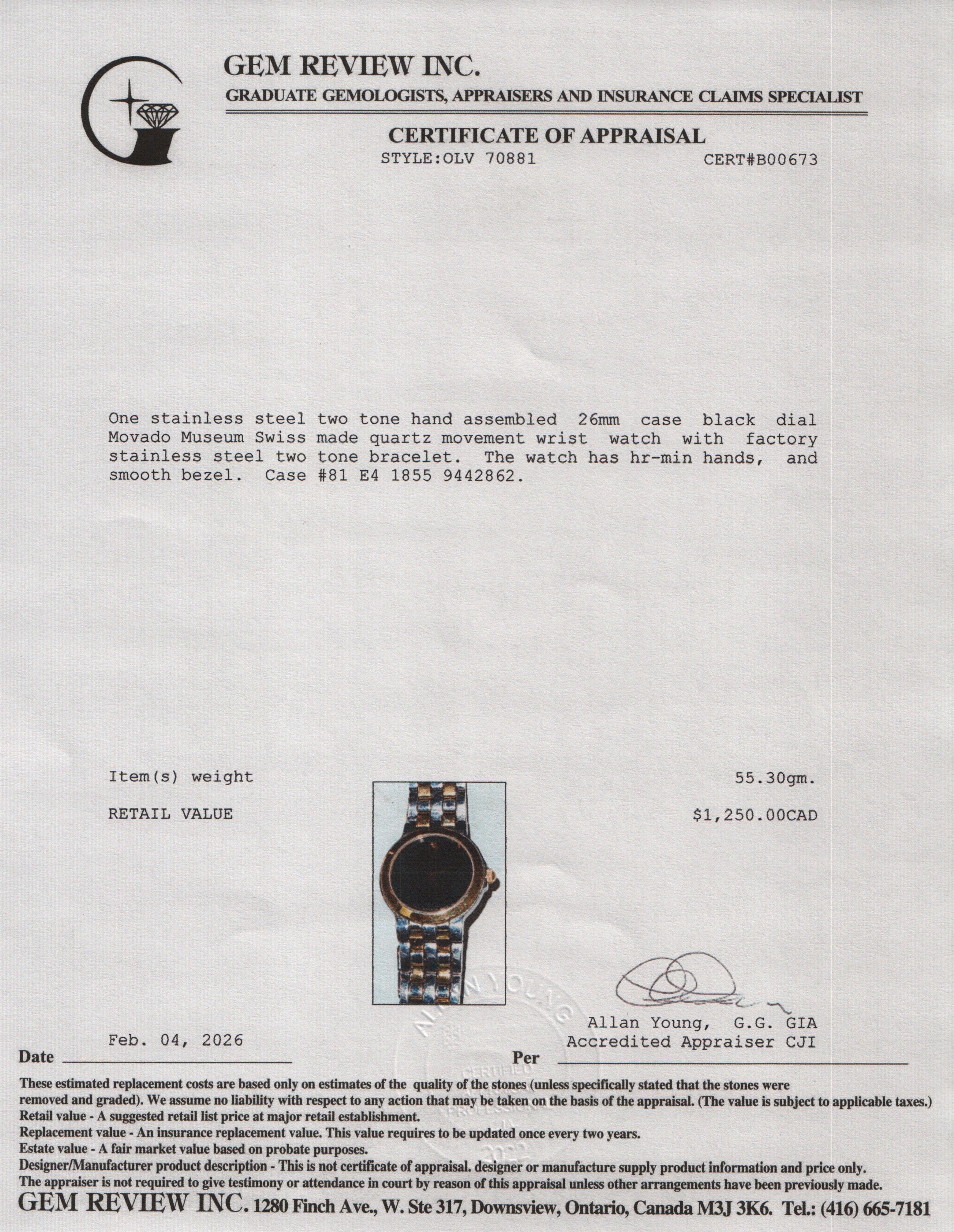 Movado Gold-Plated & Stainless Steel Museum 26 MM Quartz Watch Black Dial