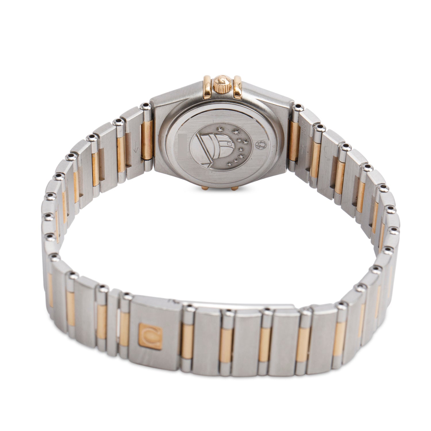 Omega Stainless Steel & 18k Rose Gold Diamond Bezel Constellation 22.5 MM Quartz Watch Diamond Dial w/ Papers