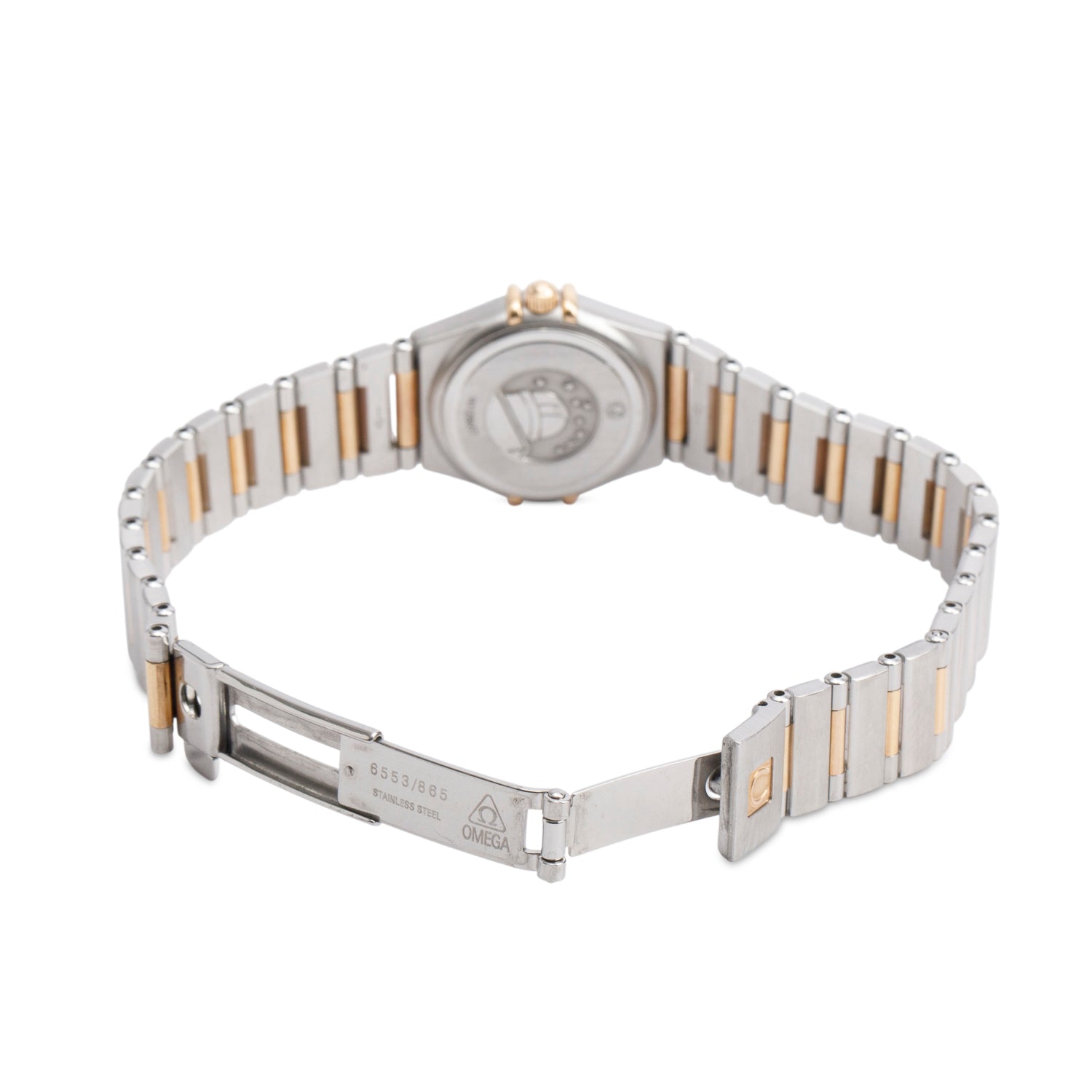 Omega Stainless Steel & 18k Rose Gold Diamond Bezel Constellation 22.5 MM Quartz Watch Diamond Dial w/ Papers