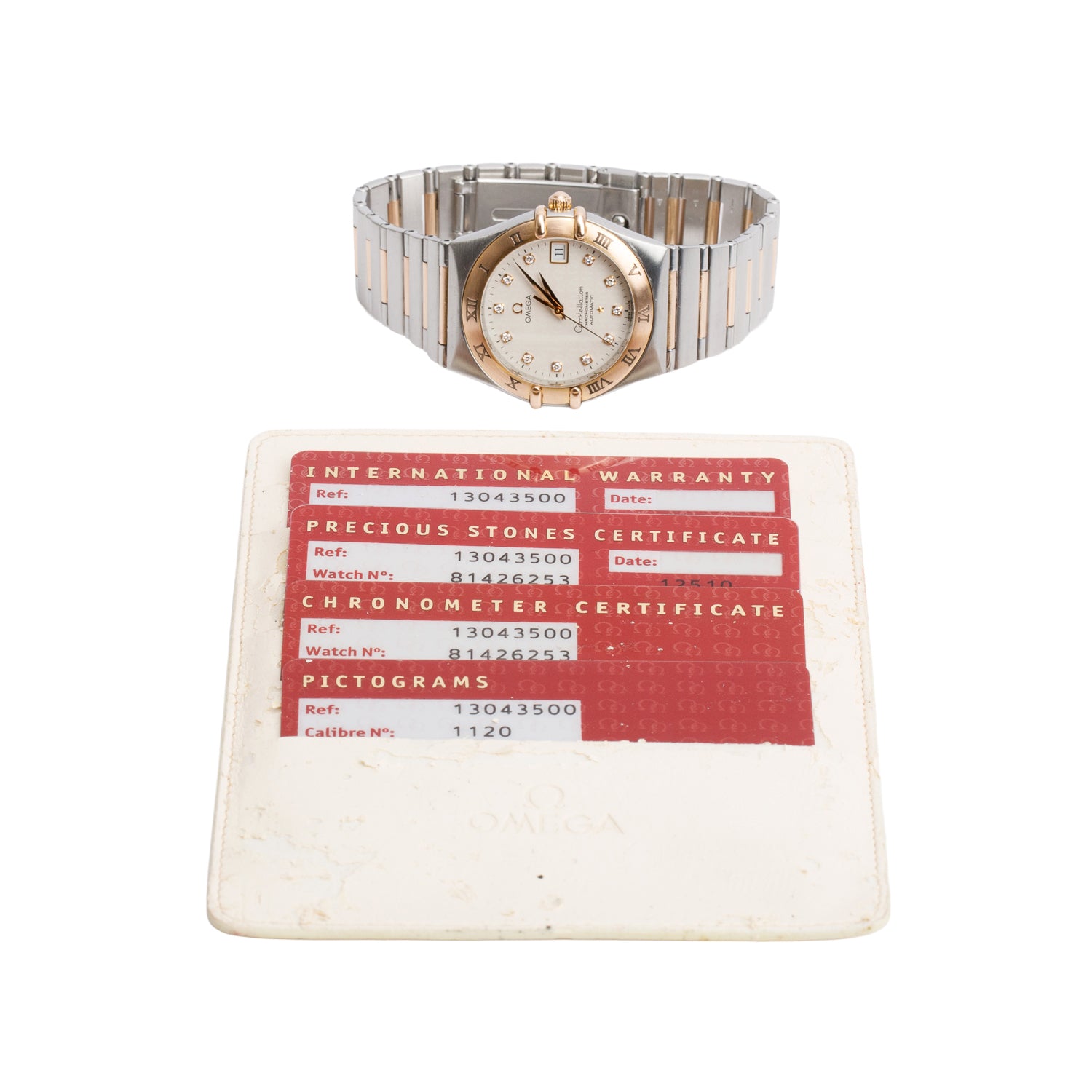 Omega Stainless Steel & 18k Rose Gold Constellation 50 Year Anniversary 35.5 MM Automatic Watch Diamond Dial w/ Papers