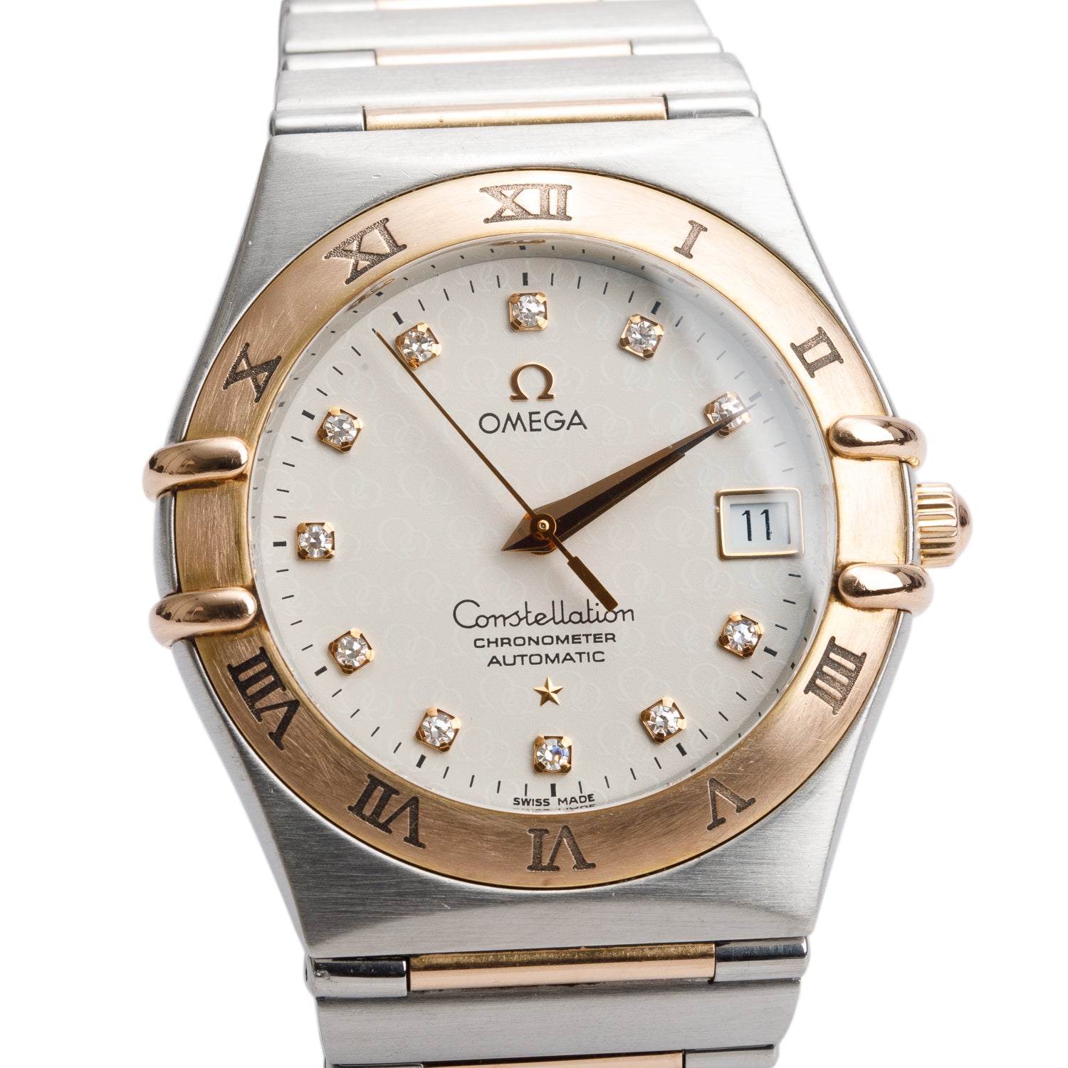 Omega Stainless Steel & 18k Rose Gold Constellation 50 Year Anniversary 35.5 MM Automatic Watch Diamond Dial w/ Papers
