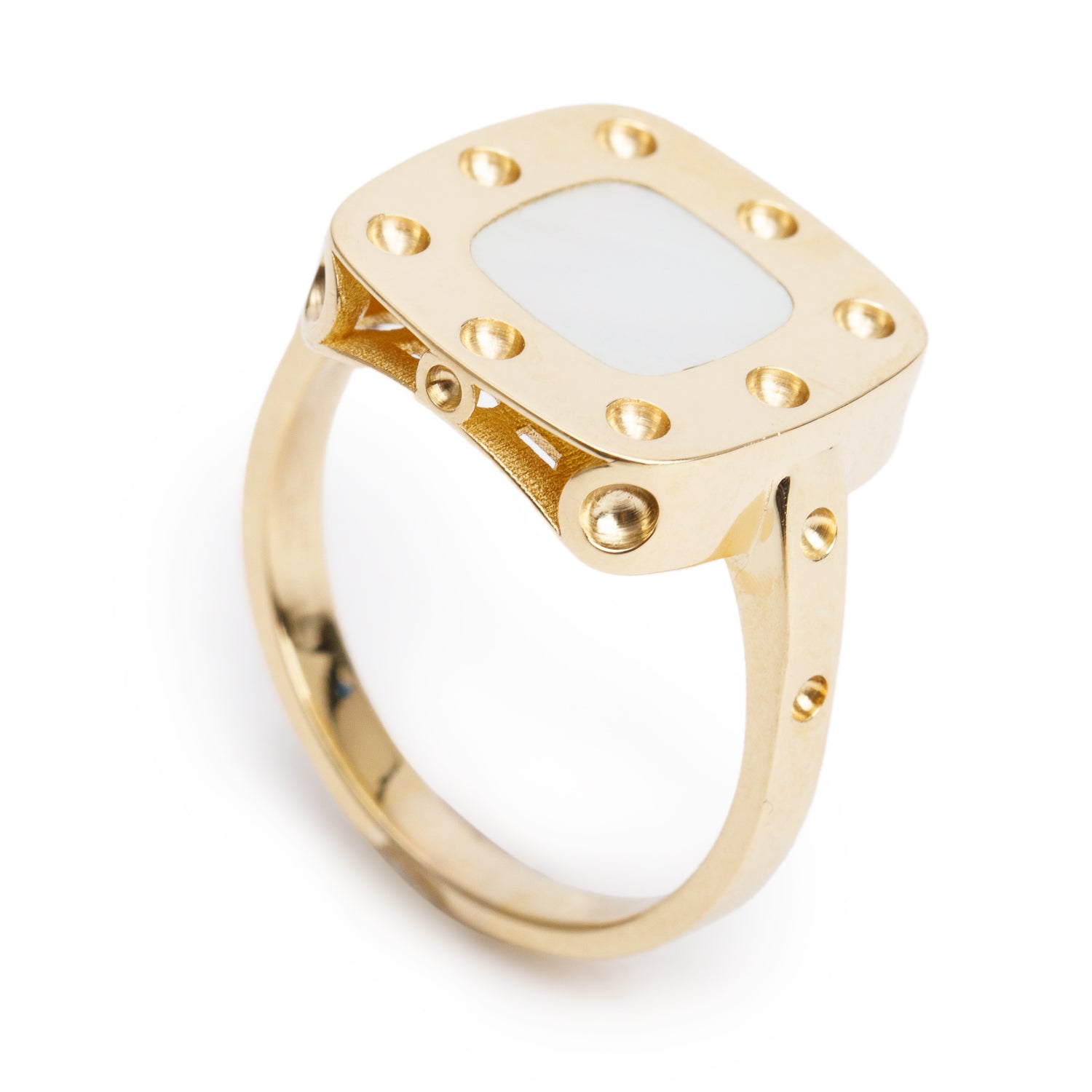 Roberto Coin 18k Yellow Gold Poi Mois Mother of Pearl Cocktail Ring, Size 8