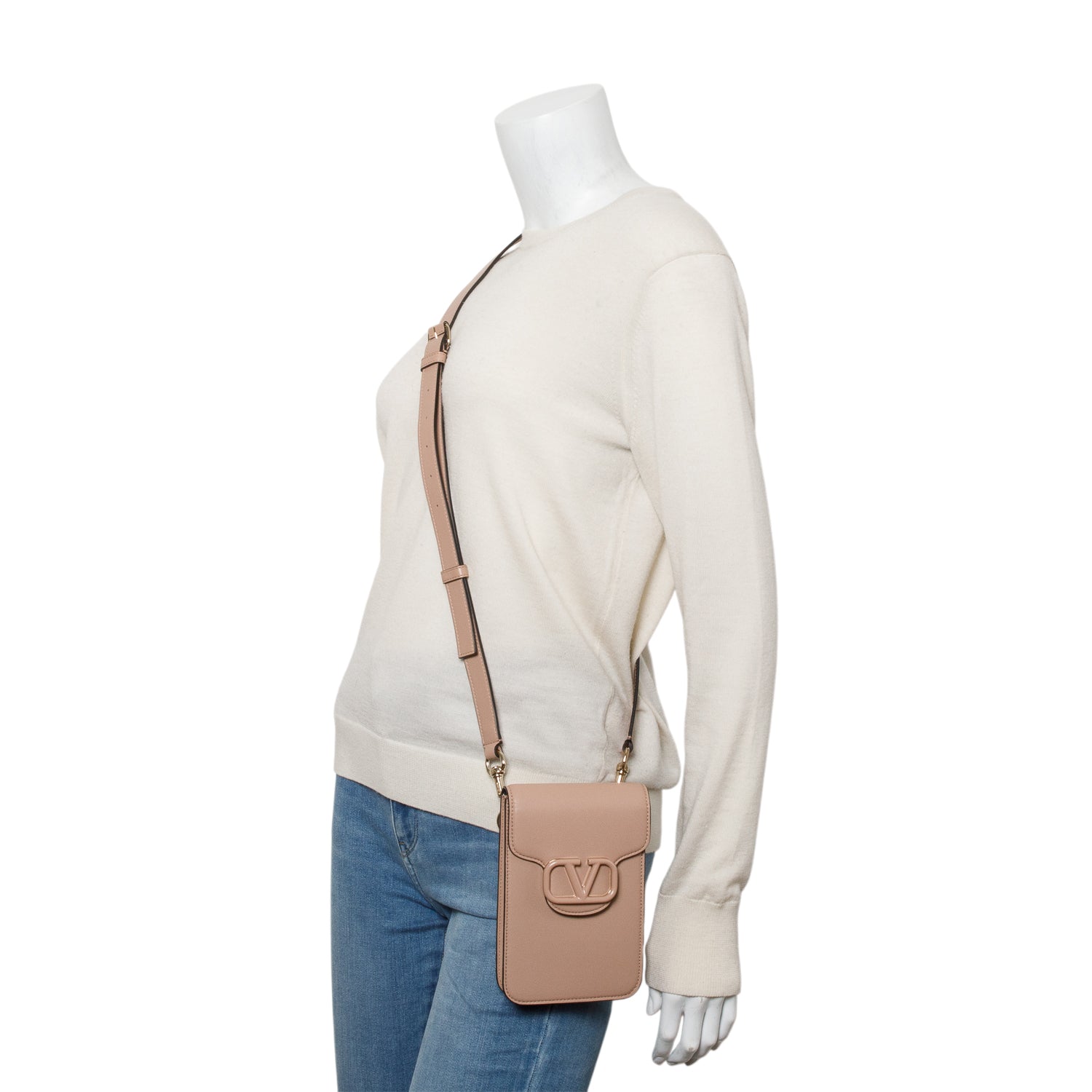 Valentino Pink Calfskin Loco Phone Pouch w/ Strap & Box