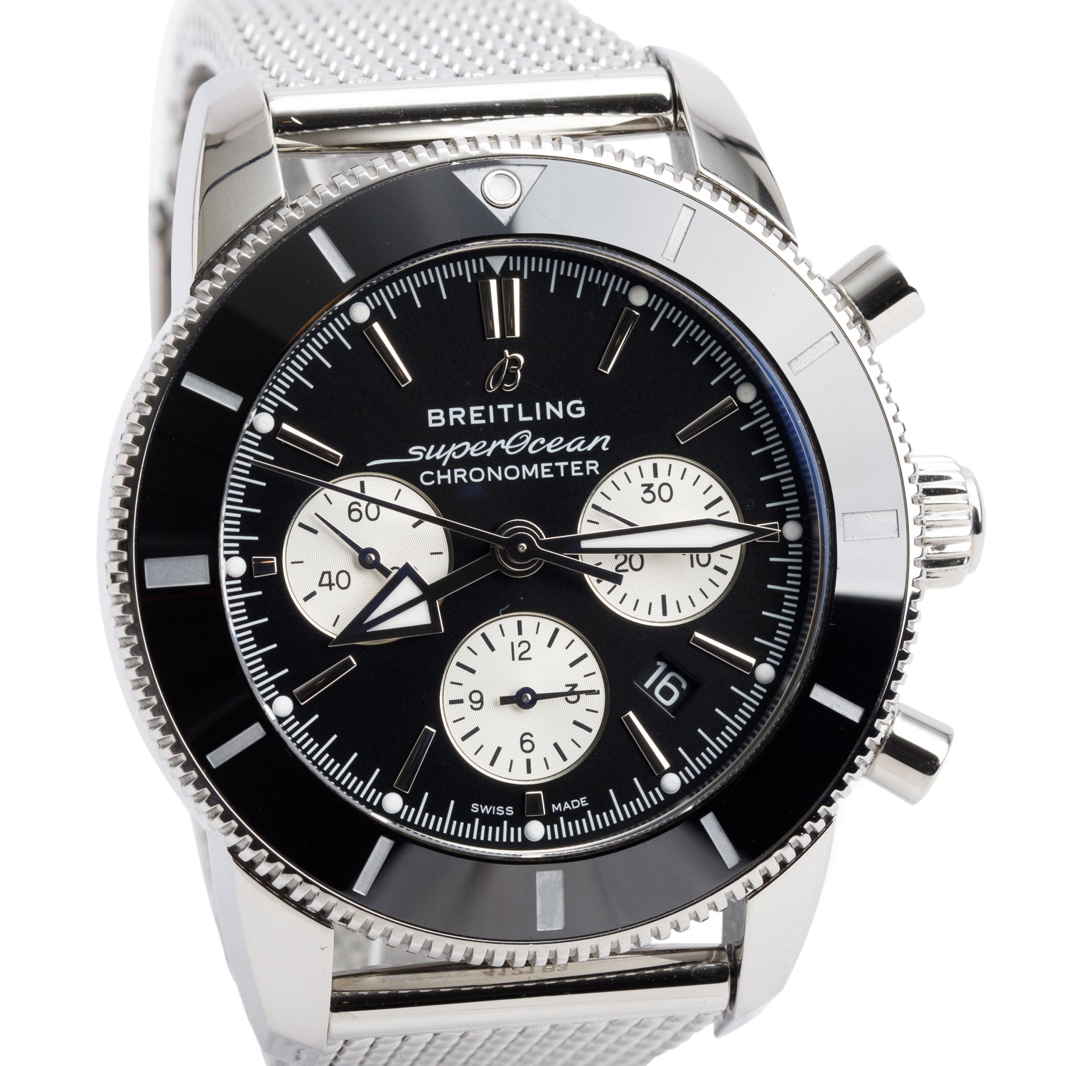 Breitling 2023 Stainless Steel Superocean Heritage II B01 44 MM Automatic Chronograph Watch Black Dial AB0162 w/ Receipt