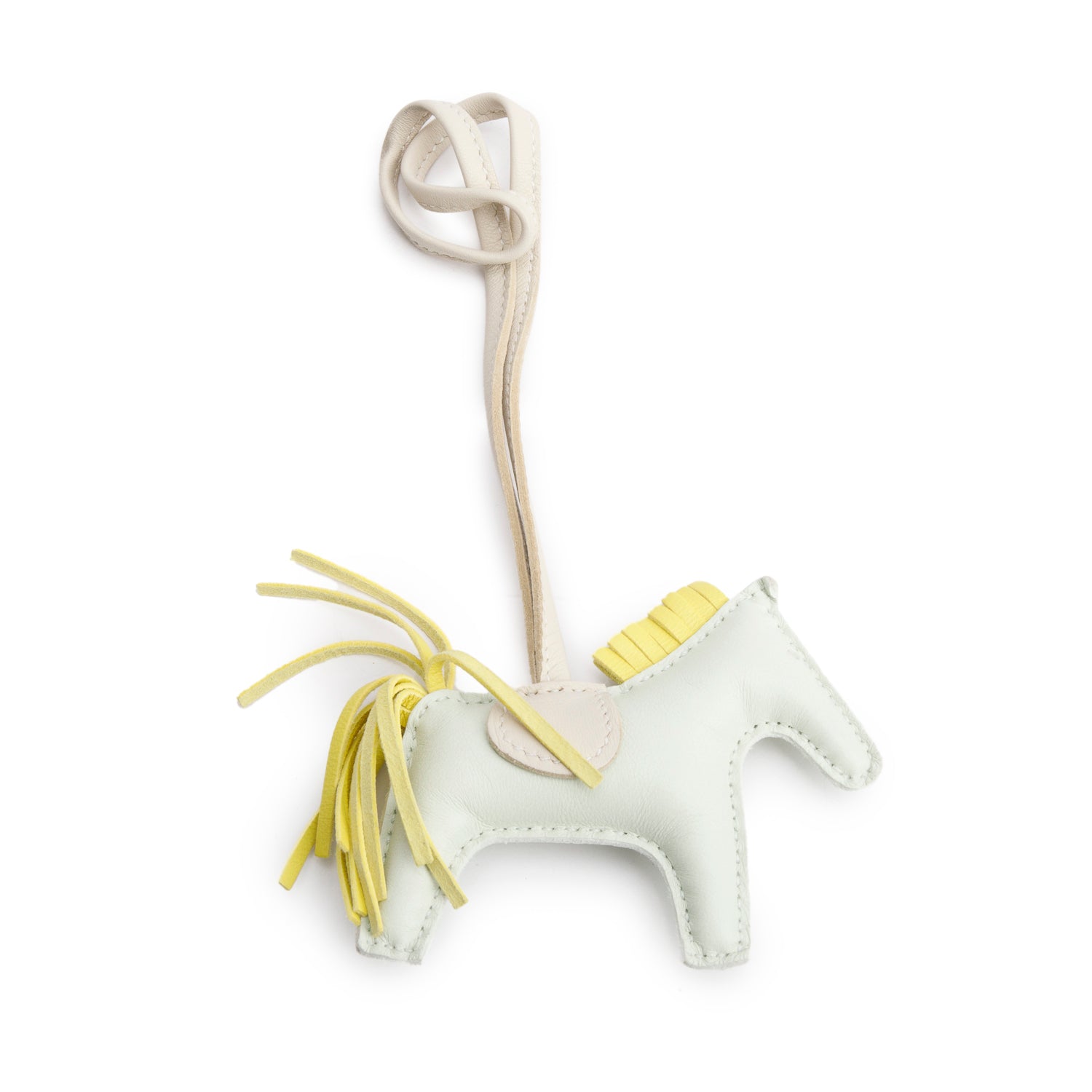 Hermes 2023 Vert Fizz/Lime Milo/Craie Lambskin Grigri Rodeo Horse Bag Charm PM w/ Box