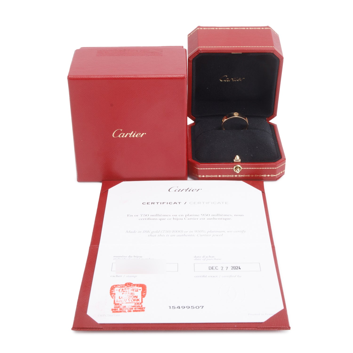 Cartier 2024 18k Yellow Gold 5.5 MM Love Ring, Classic Model, Size 58 8.25 w/ Box & Certificate