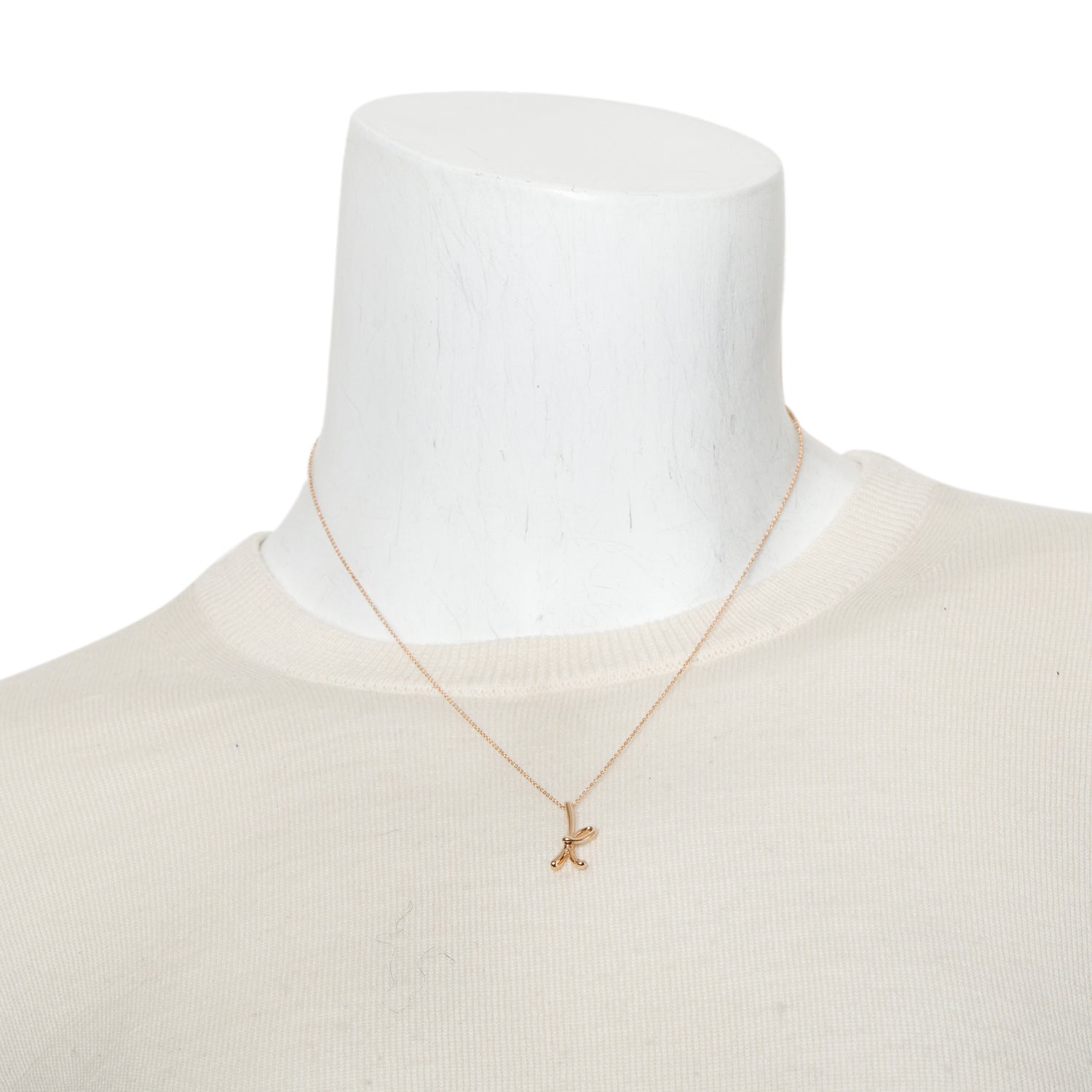 Tiffany & Co. Elsa Peretti 18k Rose Gold Small Alphabet Letter "K" Pendant Necklace w/ Box