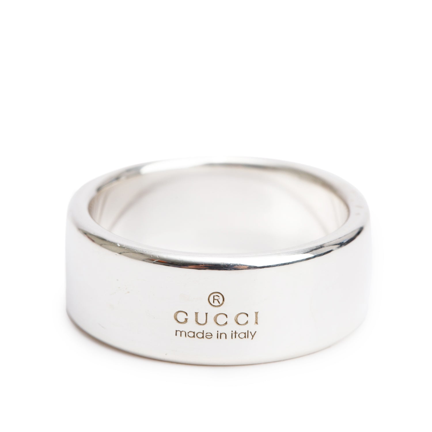Gucci Sterling Silver Diagonal Interlocking G Wide Ring, Size 23 10