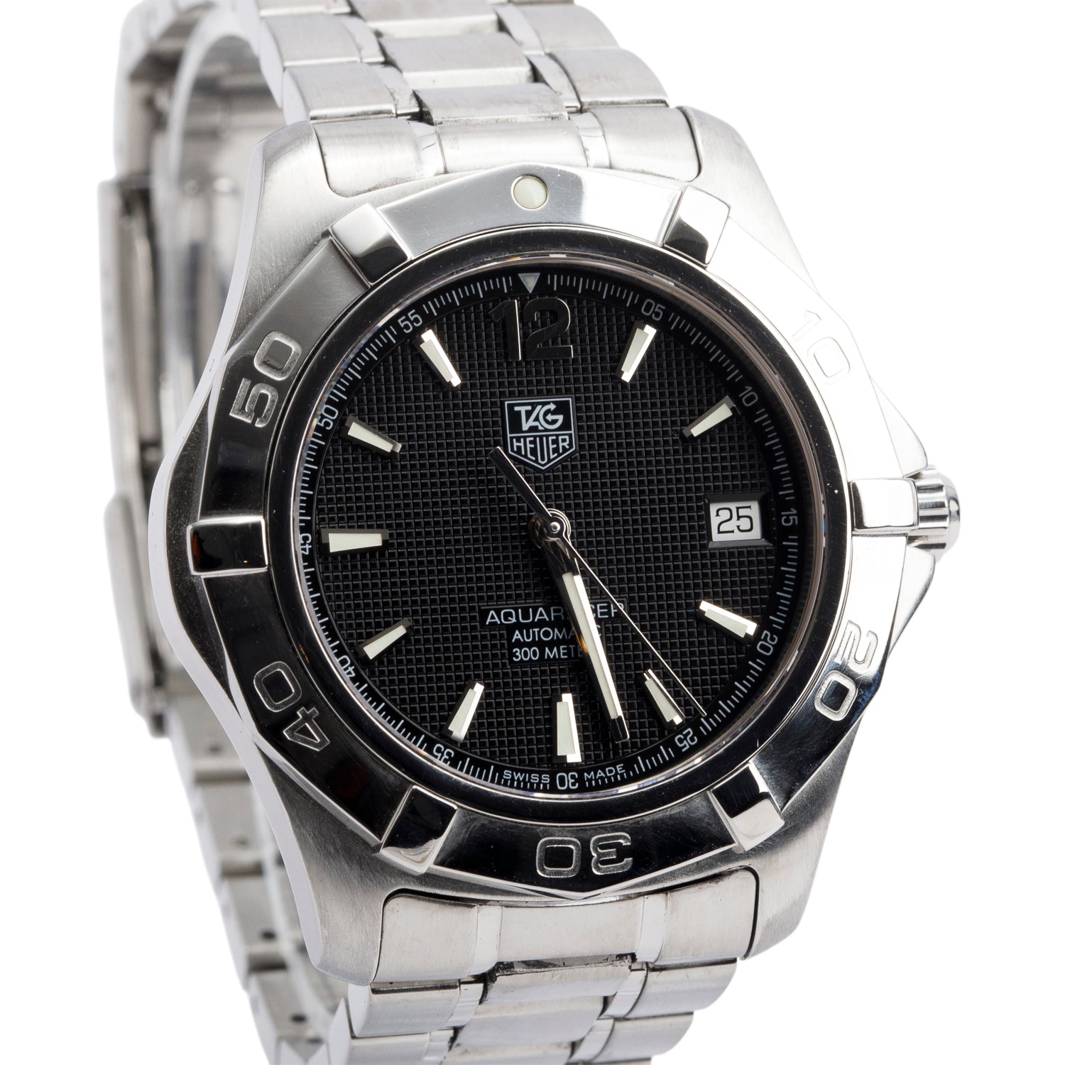 Tag Heuer Stainless Steel Aquaracer 38 MM Black Dial Automatic Watch Black Dial WAF2110-0