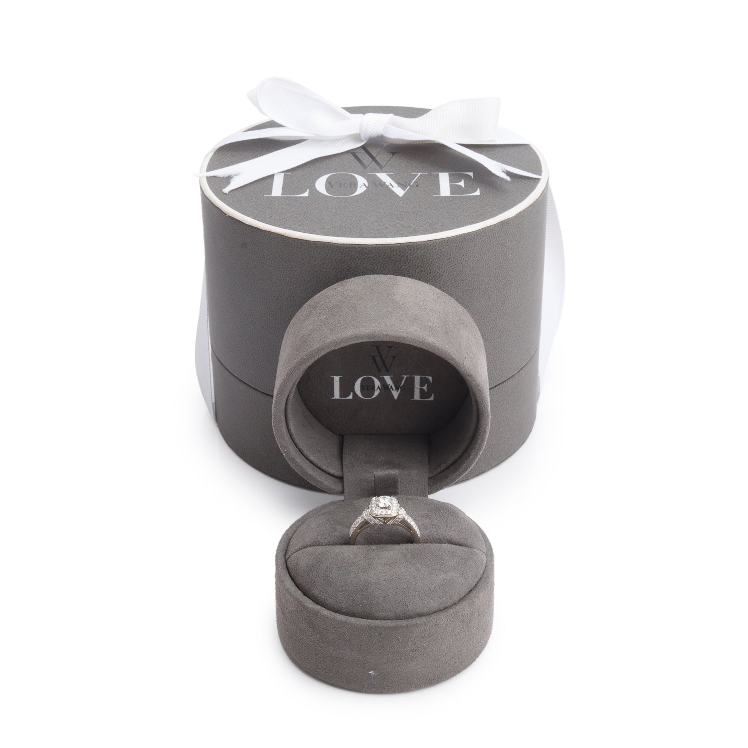 Vera Wang 14k White Gold Love Diamond Engagement Ring, Size 5 w/ Box