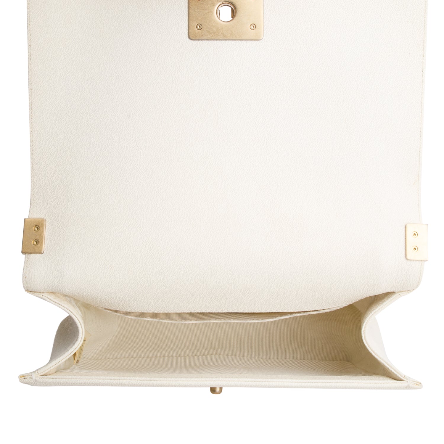 Chanel White Caviar Quilted Medium Boy Flap Bag w/ Authenticity Card