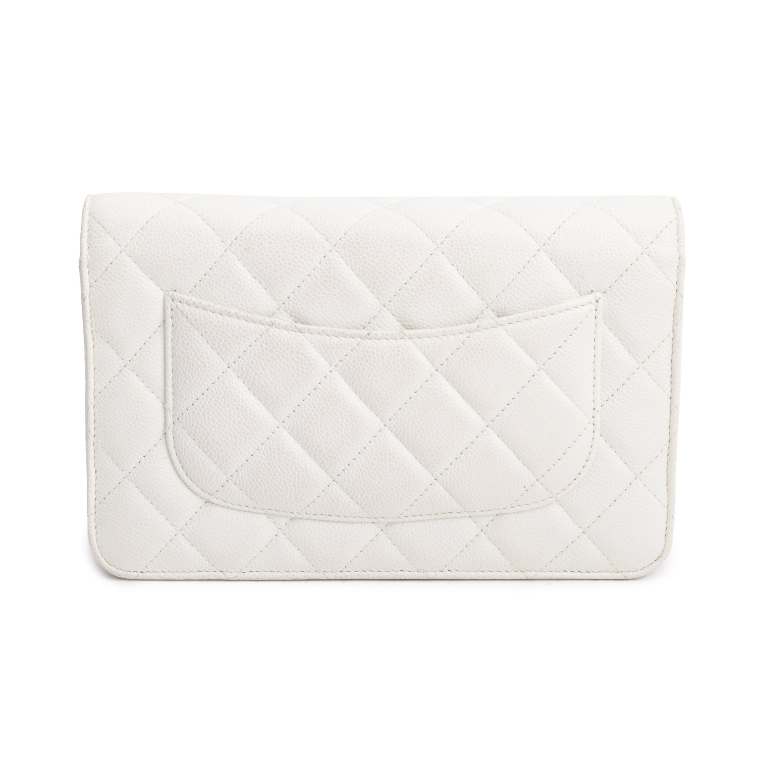 Chanel White Caviar Quilted Classic Wallet on Chain