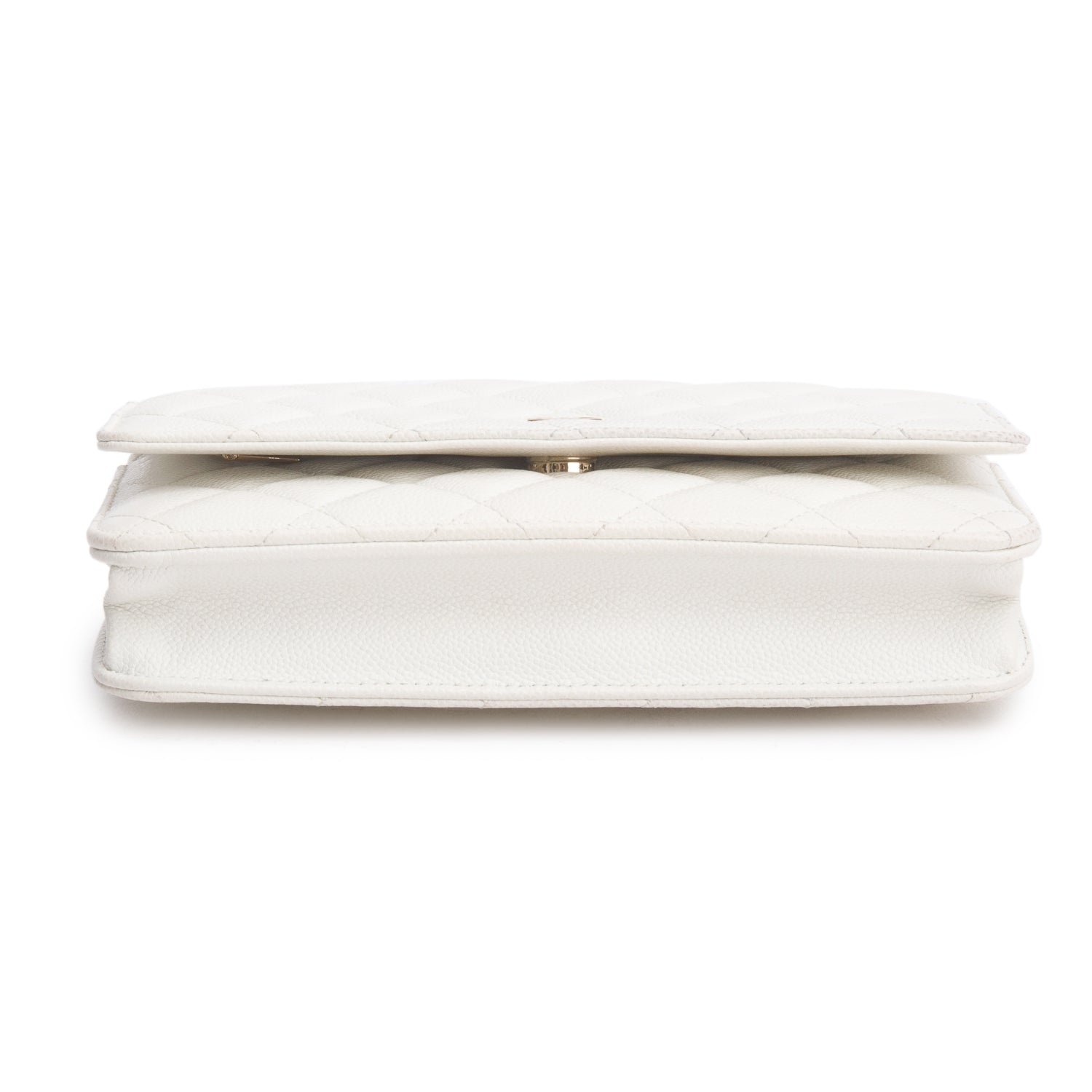 Chanel White Caviar Quilted Classic Wallet on Chain