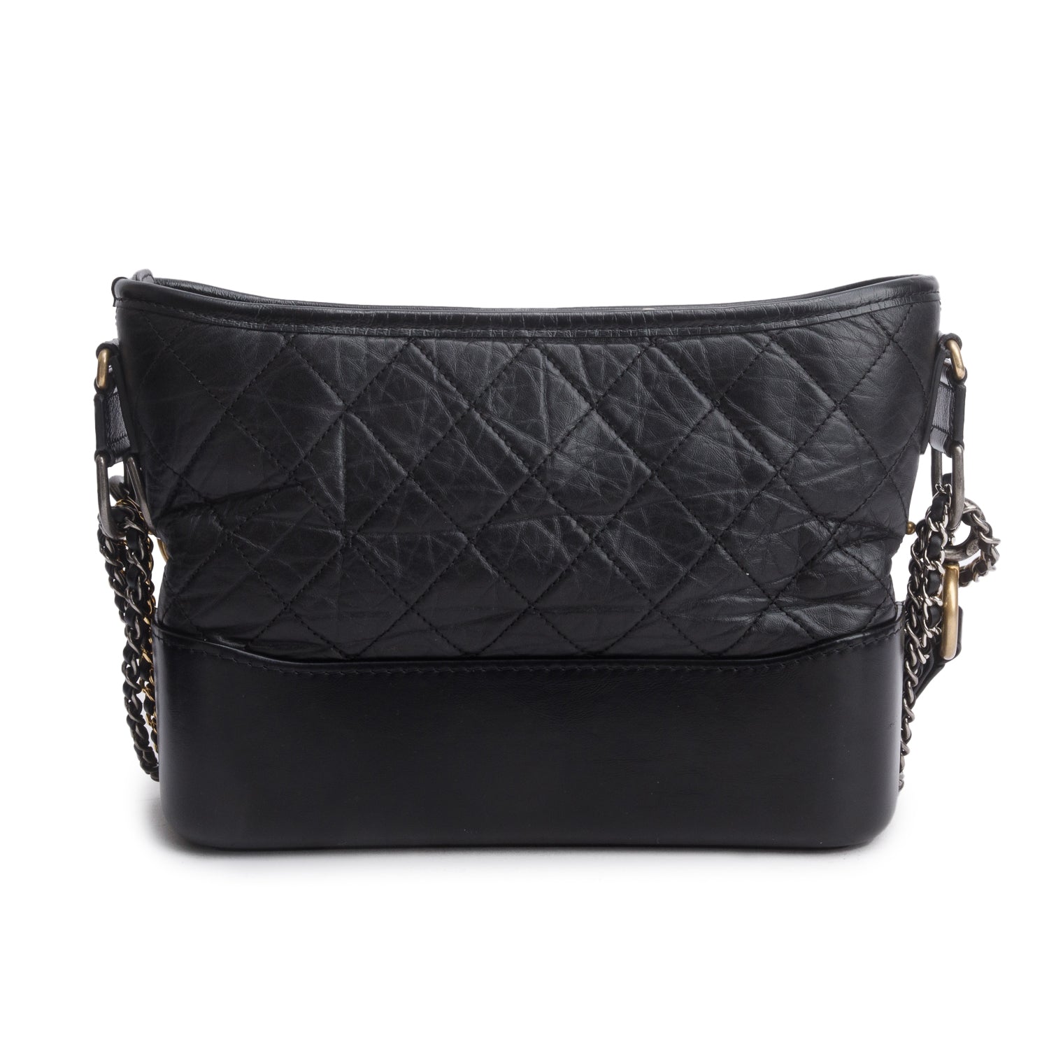 Chanel Black Aged Calfskin Leather Small Gabrielle Logo Hobo w/ Authenticity Card