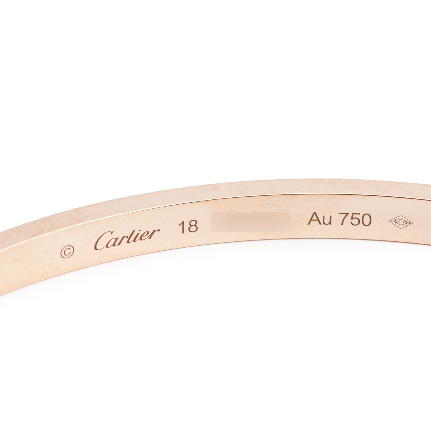 Cartier 2023 18k Rose Gold Paved Diamond Love Bracelet, Small Model, Size 18 w/ Box & Certificate