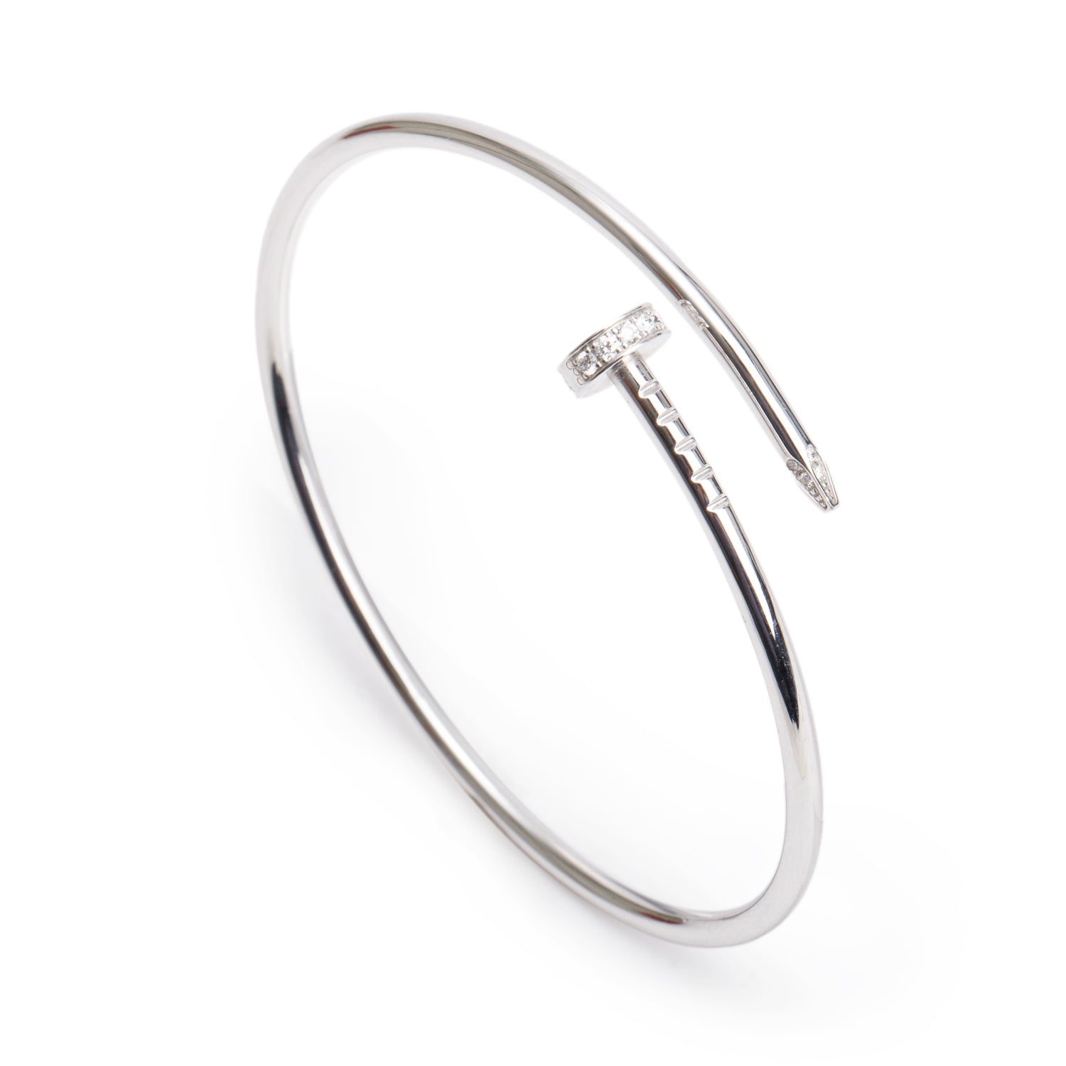 Cartier 18k White Gold Juste Un Clou Diamond Bracelet, Small Model, Size 16