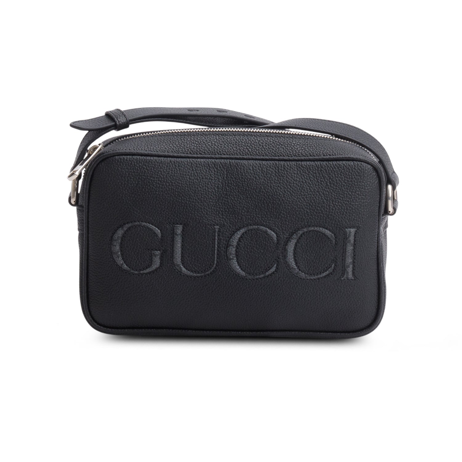 Gucci Black Grained Calfskin Camera Crossbody Bag w/ Box