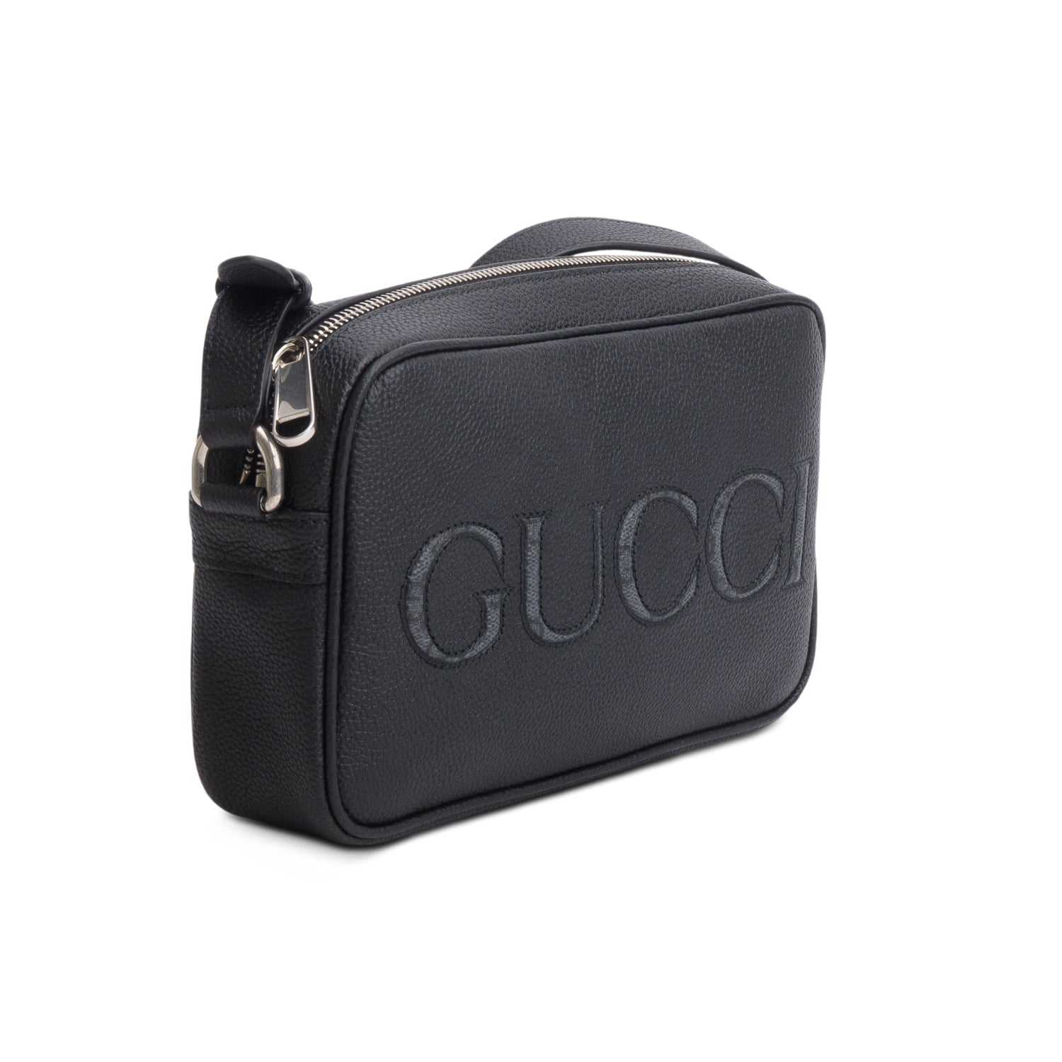 Gucci Black Grained Calfskin Camera Crossbody Bag w/ Box