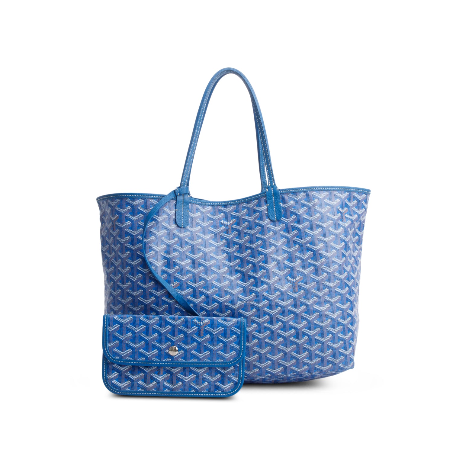 Goyard 2022 Blue Goyardine Saint Louis PM w/ Pouch