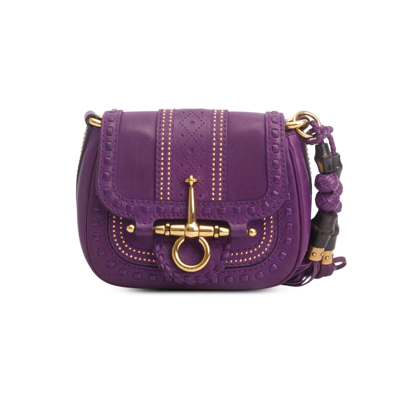 Gucci Purple Calfskin Small Snaffle Bit Shoulder Bag