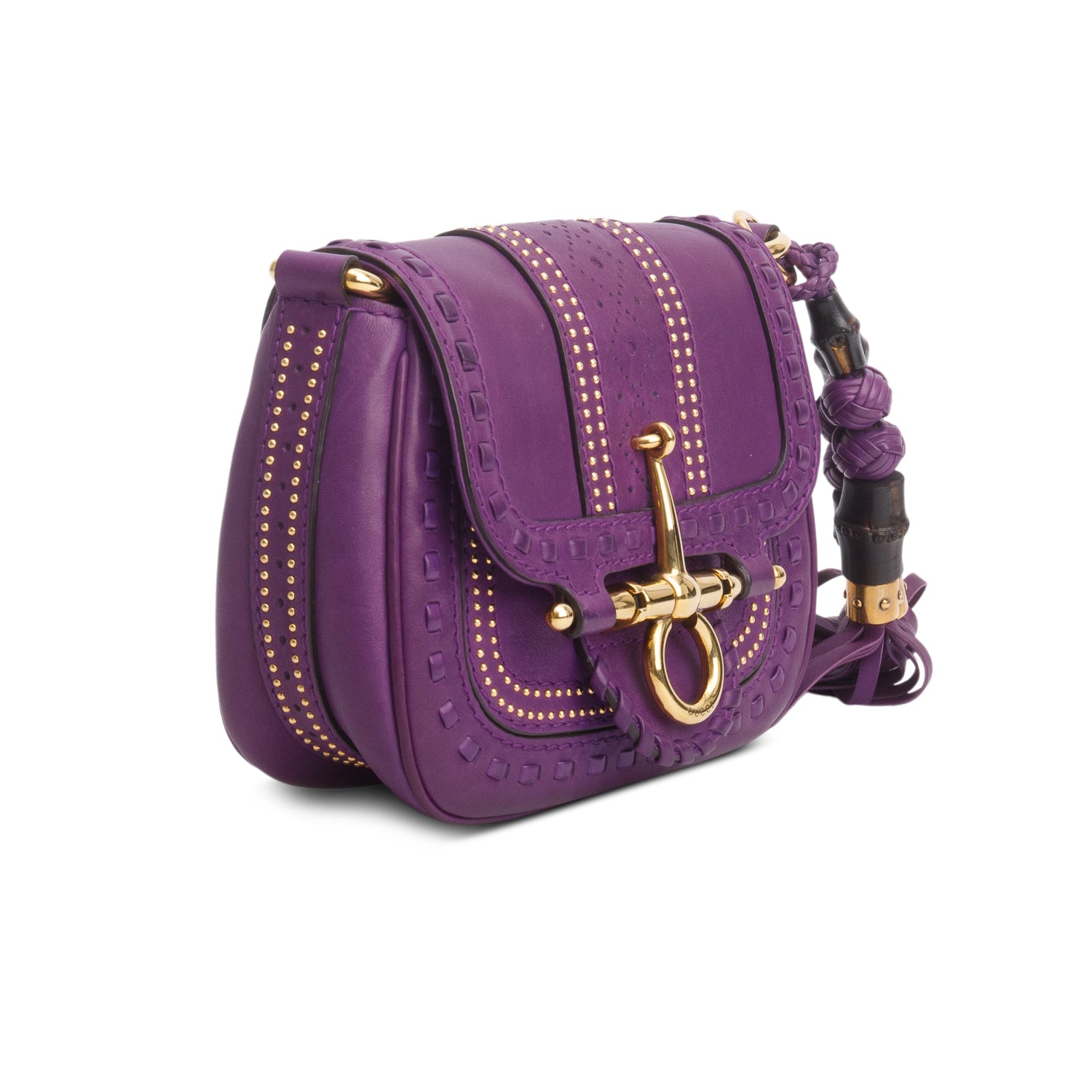 Gucci Purple Calfskin Small Snaffle Bit Shoulder Bag