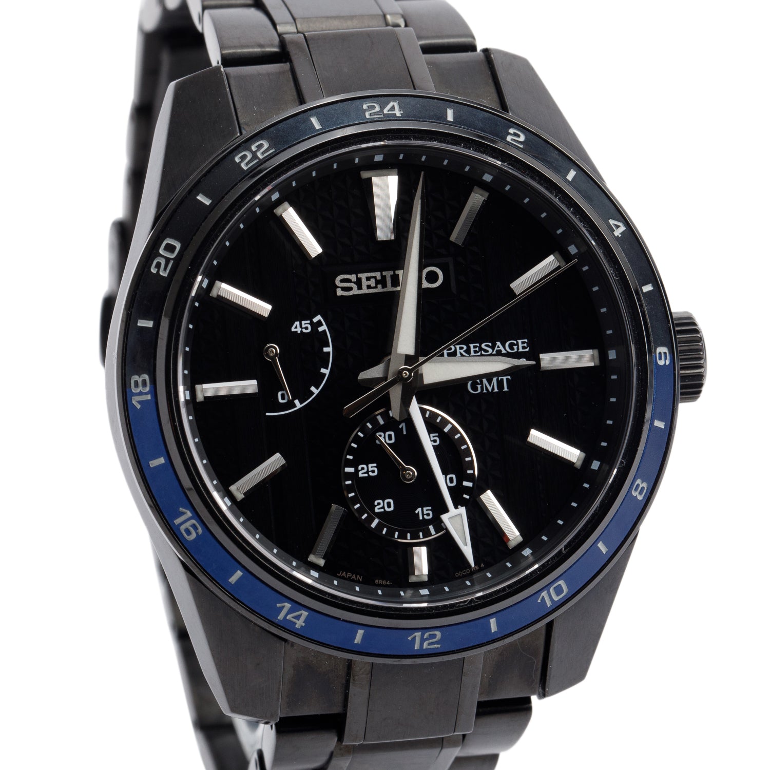 Seiko 2023 Black Stainless Steel Limited Edition Zero Halliburton Presage Sharp Edge 42.2 MM Automatic Watch Black Dial SPB271J1 w/ Box & Papers