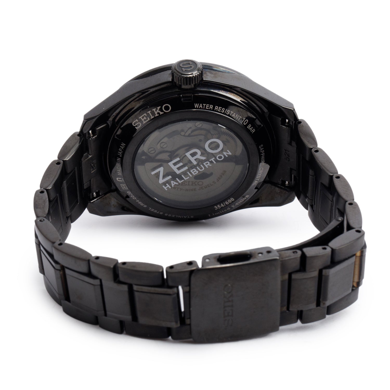 Seiko 2023 Black Stainless Steel Limited Edition Zero Halliburton Presage Sharp Edge 42.2 MM Automatic Watch Black Dial SPB271J1 w/ Box & Papers