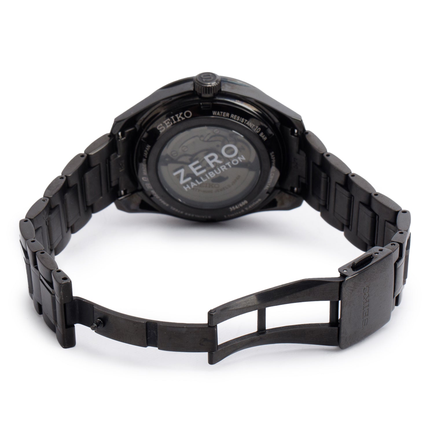 Seiko 2023 Black Stainless Steel Limited Edition Zero Halliburton Presage Sharp Edge 42.2 MM Automatic Watch Black Dial SPB271J1 w/ Box & Papers