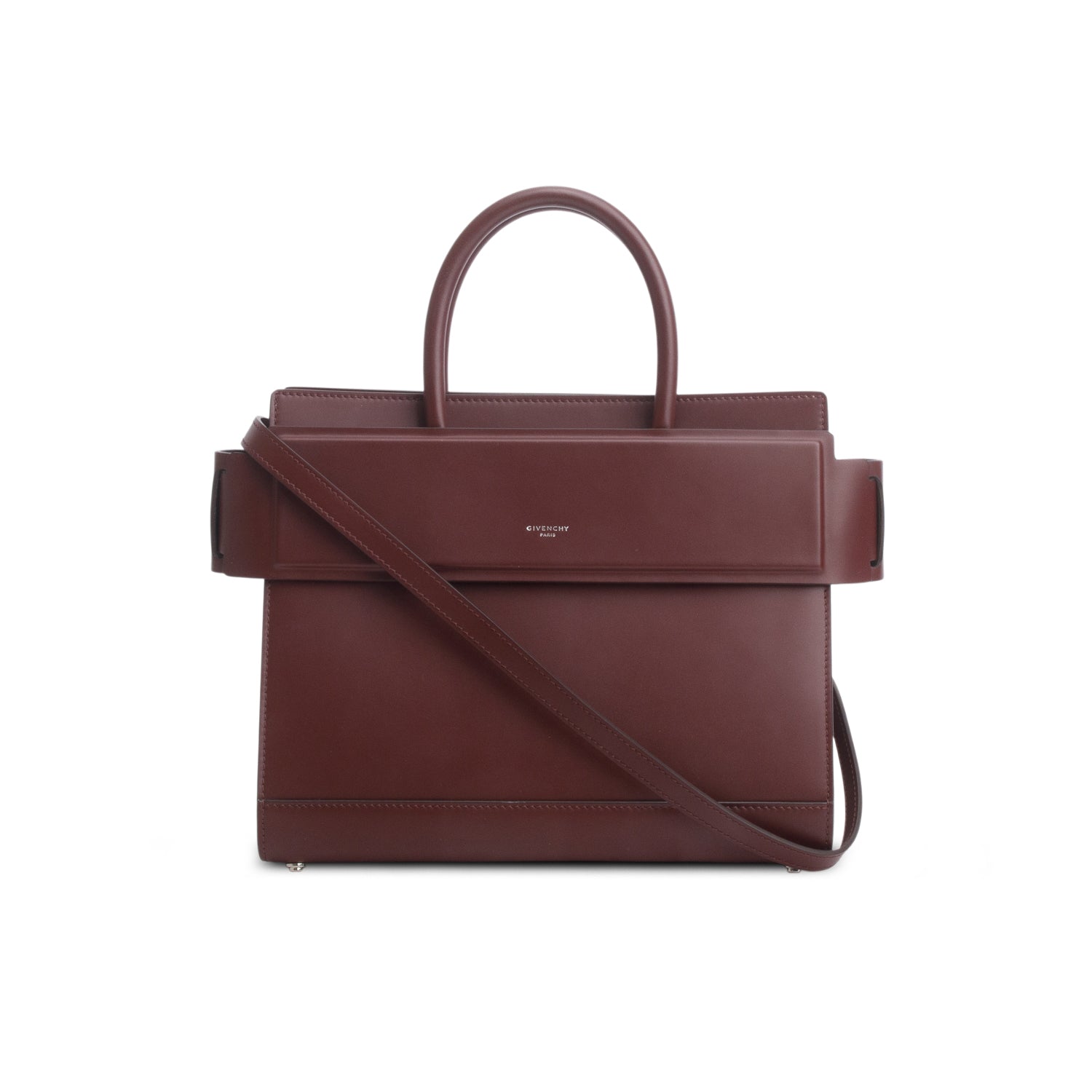 Givenchy Burgundy Small Smooth Leather Horizon Satchel w/ Strap
