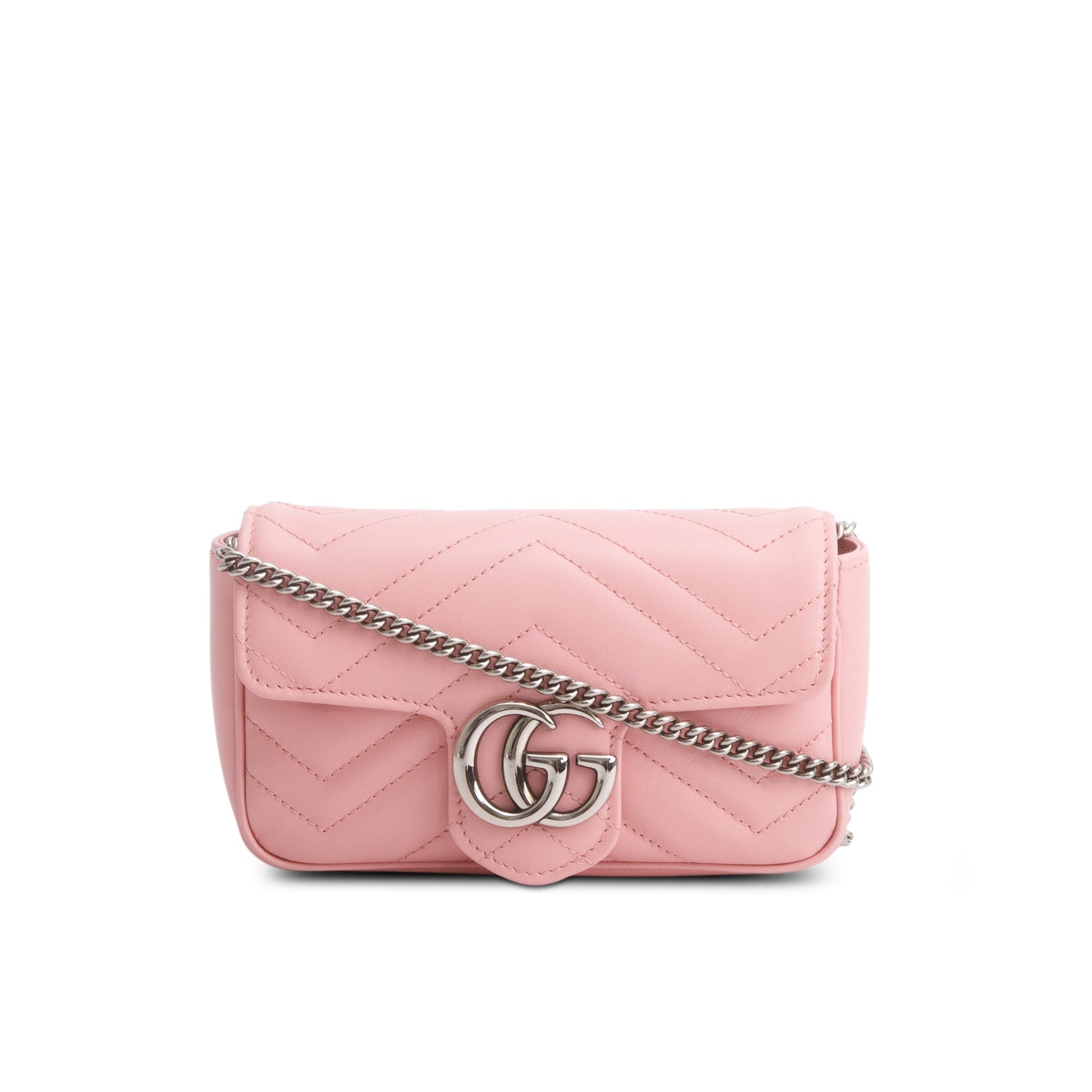 Gucci Pink GG Marmont Matelasse Leather Super Mini Bag