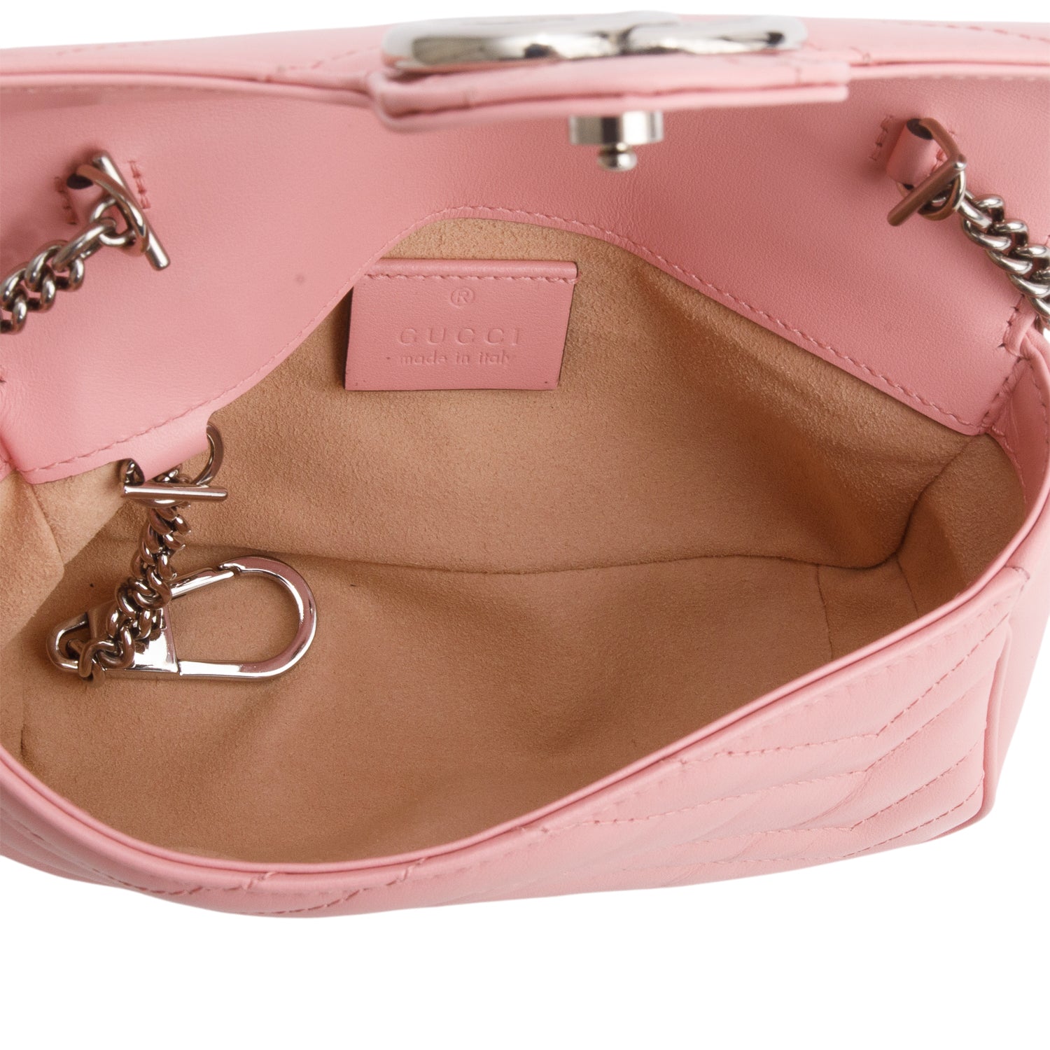 Gucci Pink GG Marmont Matelasse Leather Super Mini Bag