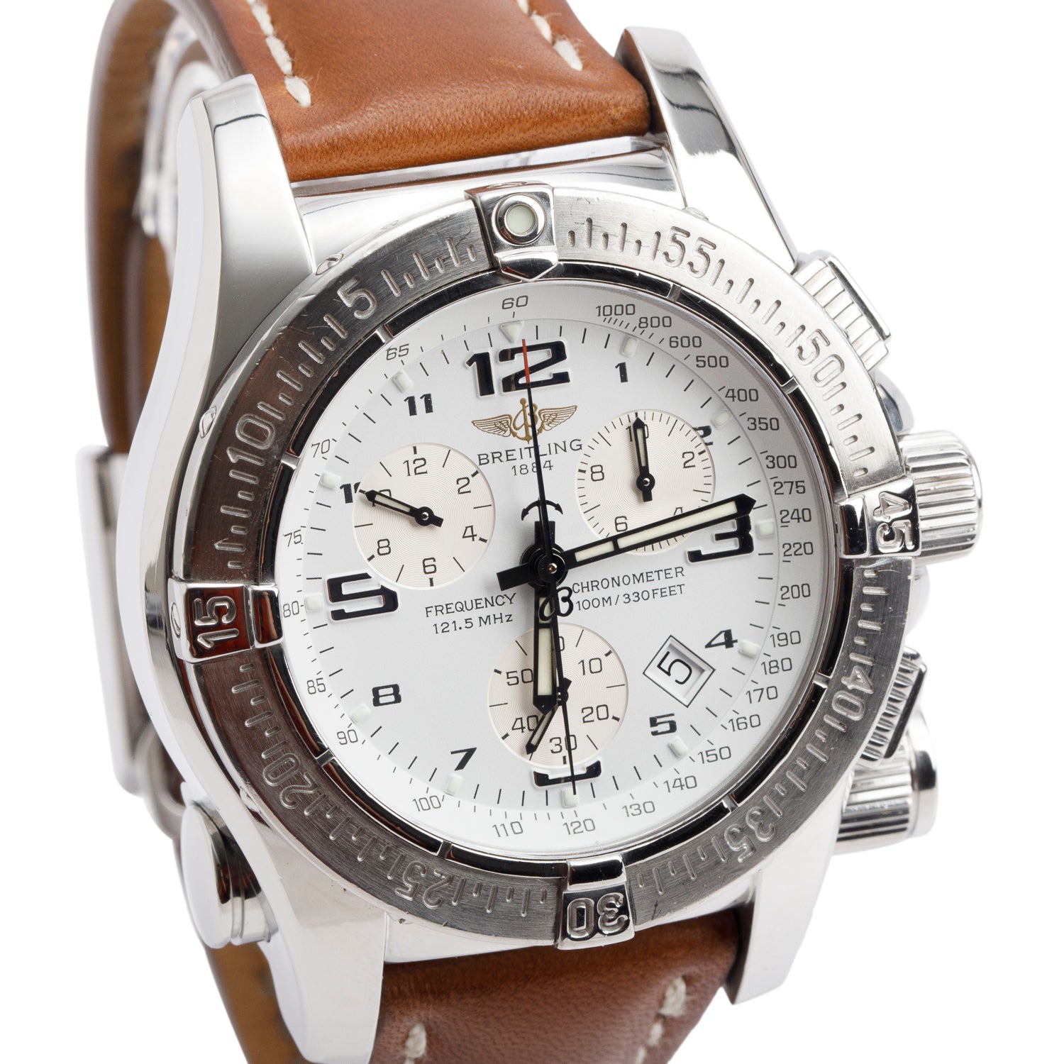 Breitling Stainless Steel Emergency Mission 43 MM Chronograph Quartz Watch White Dial A73321