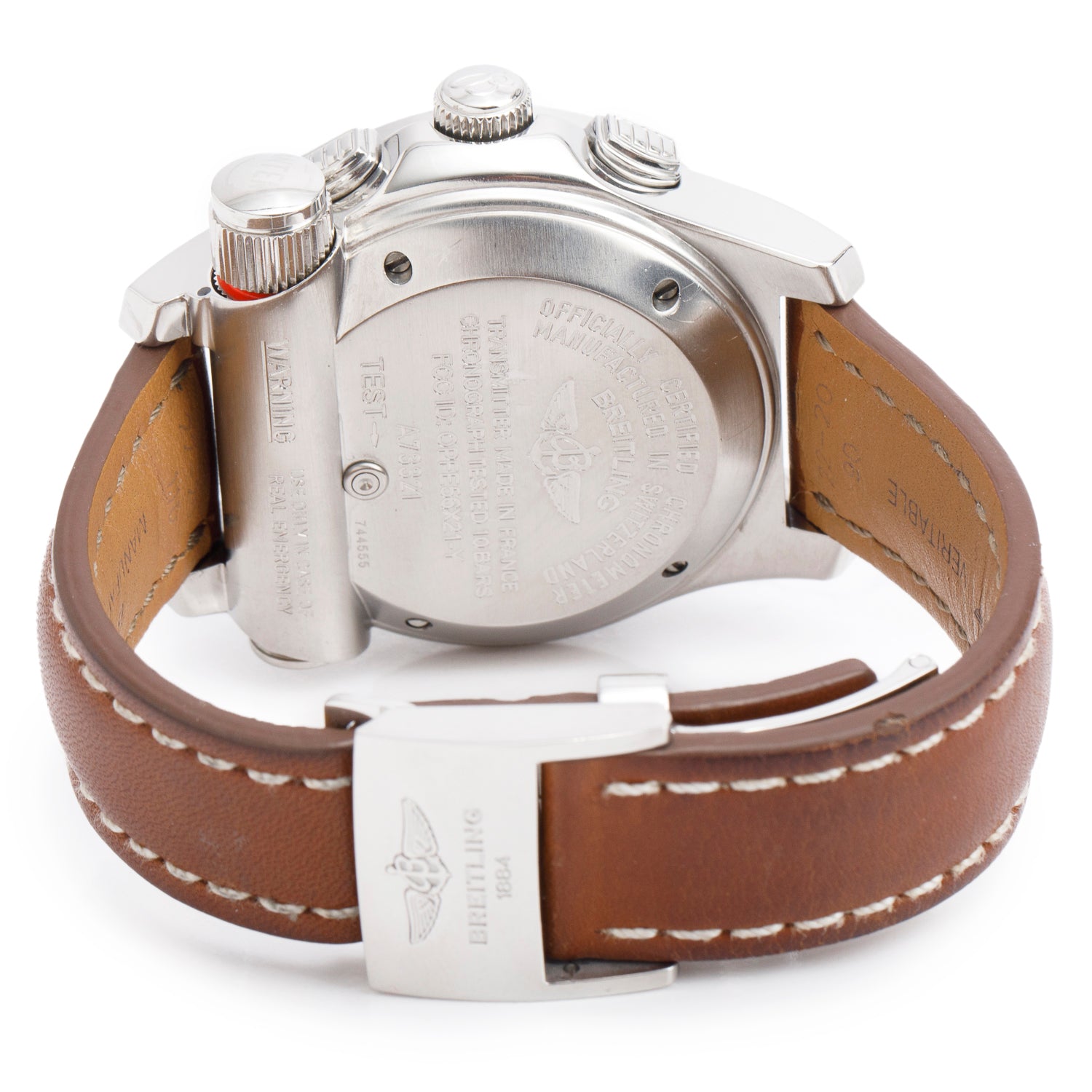 Breitling Stainless Steel Emergency Mission 43 MM Chronograph Quartz Watch White Dial A73321